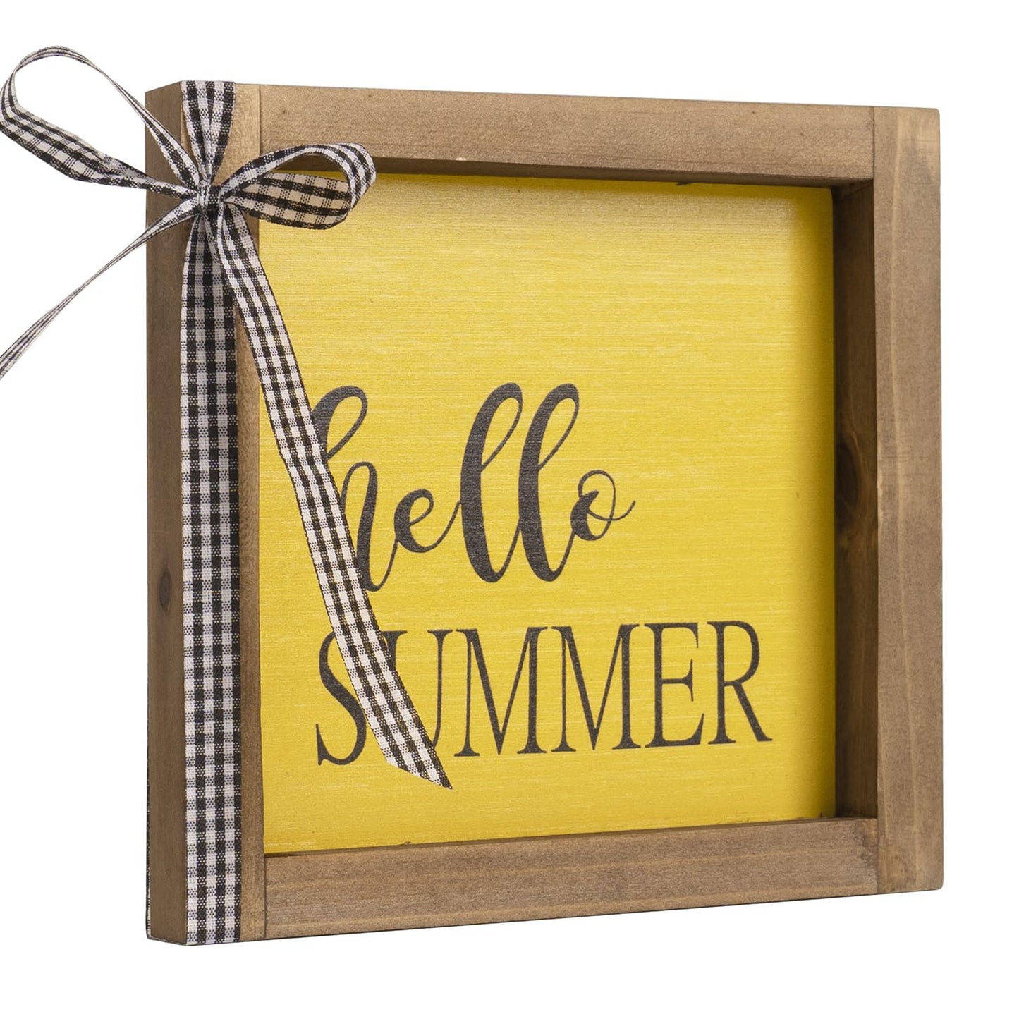 Hello Summer Wooden Sign, Summer Decorations for Home, Summer Decor Indoor Office Farmhouse Table Mantel Wood Wall Decor