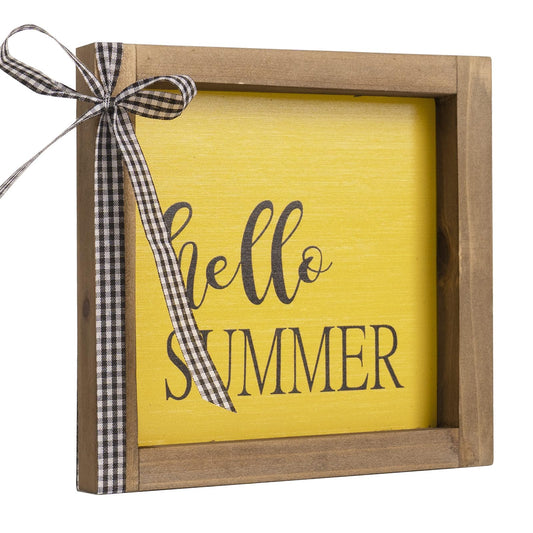 Hello Summer Wooden Sign, Summer Decorations for Home, Summer Decor Indoor Office Farmhouse Table Mantel Wood Wall Decor