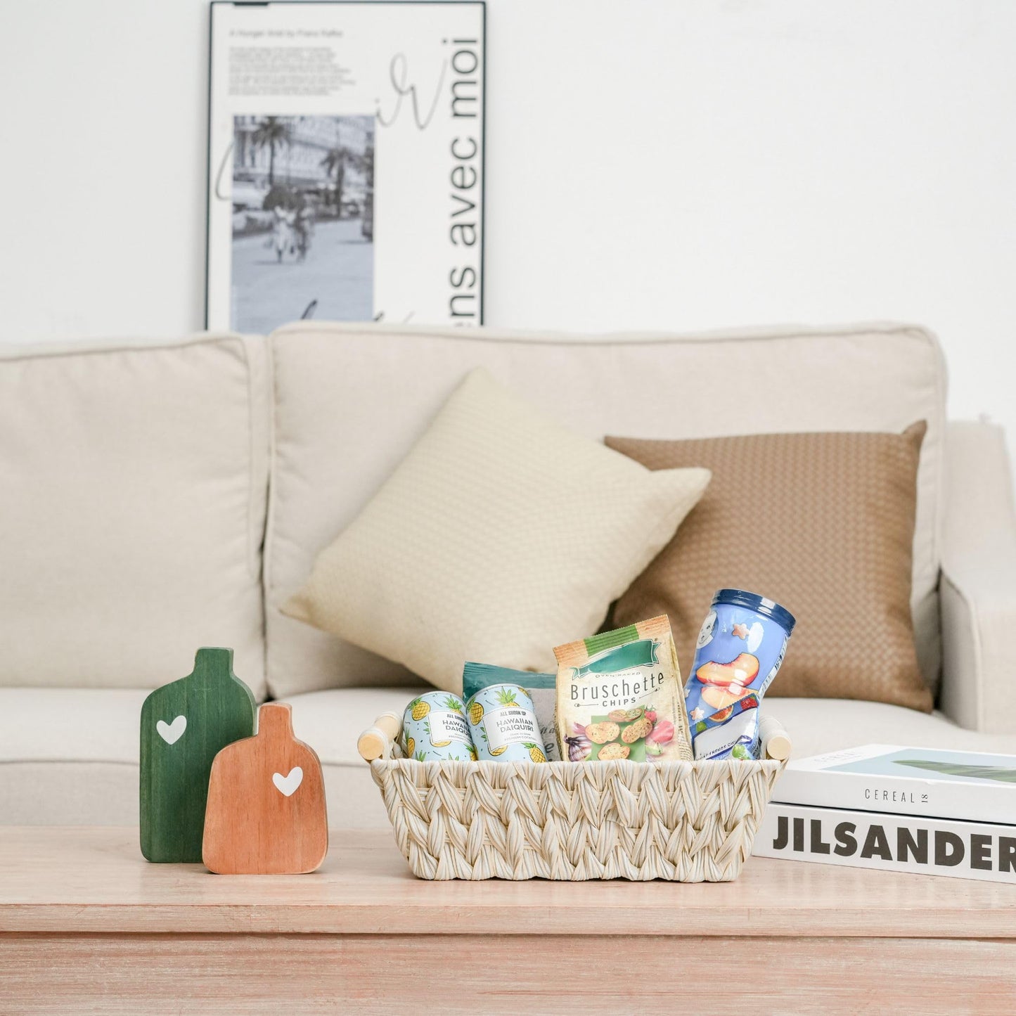 2-Pack Wicker Storage Baskets, Storage Baskets for Shelves, Trapezoid Wicker Baskets with Handles, Waterproof Woven Basket, Storage Baskets for Shelves, Butter Milk