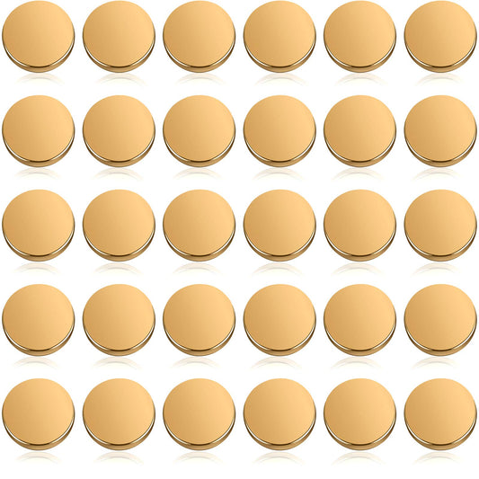 30 Pieces Metal Flat Button Alloy Shank Button Round Shaped Sewing Button Metal Button for Women Suit Woolen Coat Shirt Trousers Sewing Crafts (Gold,25 mm)