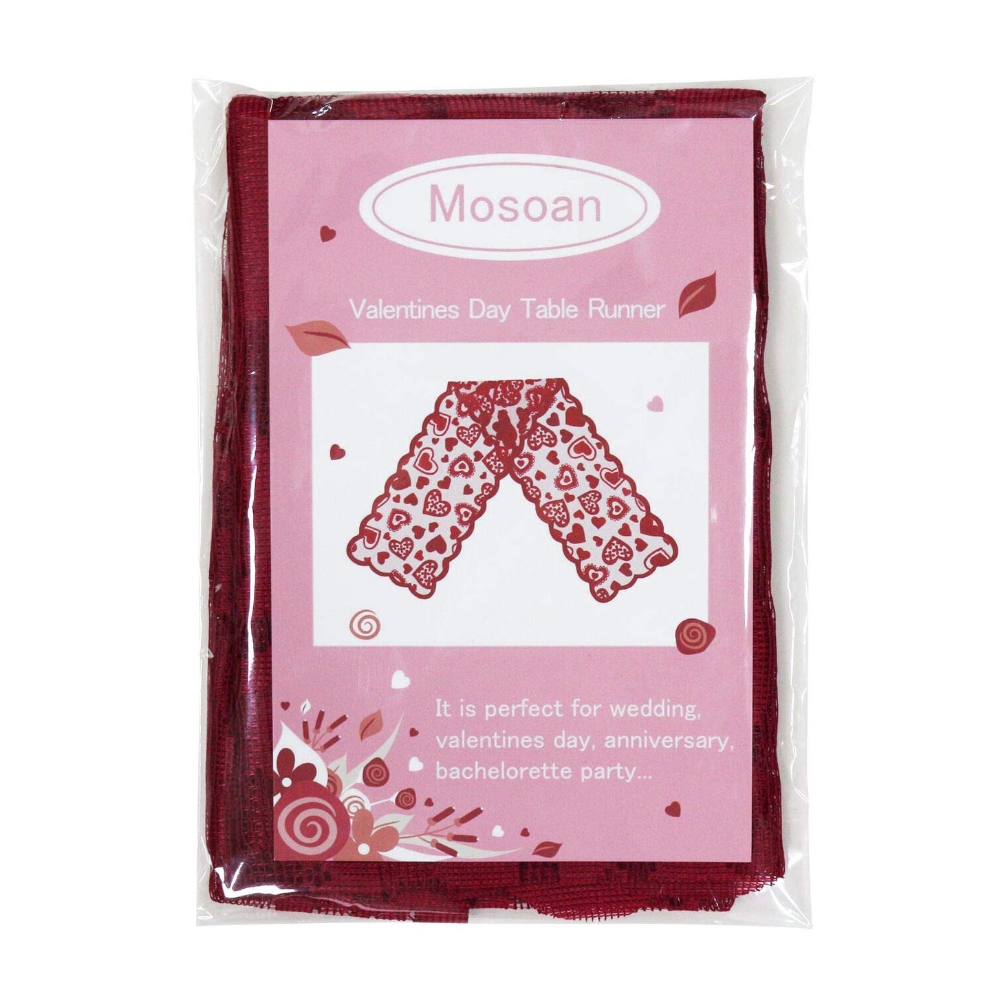 Valentines Day Decor Table Runner - 13 x 72 Inch Red Lace Table Runner for Wedding Party, Valentines Decorations - Valentines Day Decor Home Romantic Decorations Heart Shaped Table Runner