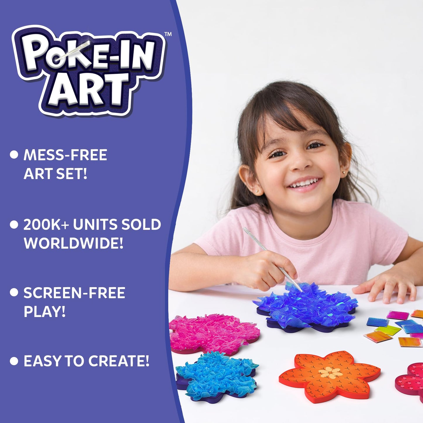 Skillmatics Poke-in Art - Flower Bouquet, DIY Wood Craft Kit, Mother’s Day Gift, Mess-Free Creative Play for Girls and Boys Ages 4, 5, 6, 7, 8, 9, Fine Motor Skills, Screen-Free Fun