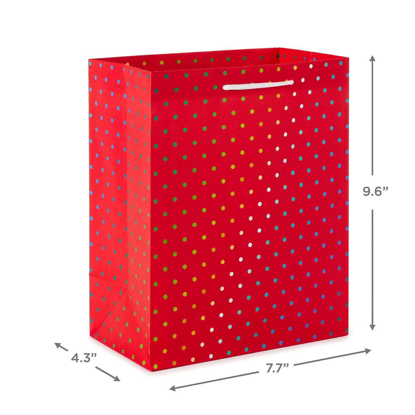 9" Christmas Gift Bags (6 Medium Bags, 3 Designs: Red Polka Dot, Colorful Trees, Navy Snowflake) for Holiday Partes, Winter Weddings, Birthdays