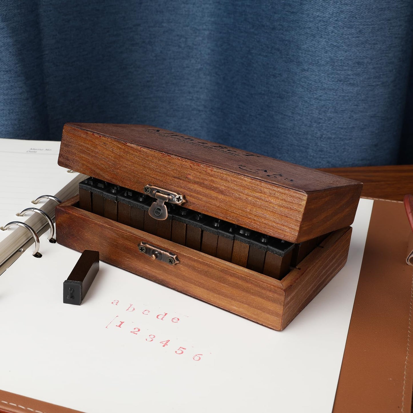 KMIKE Alphabet Stamps Set 70pcs Letter Number Symbol Vintage DIY Craft Card Making Wood Rubber Stamp