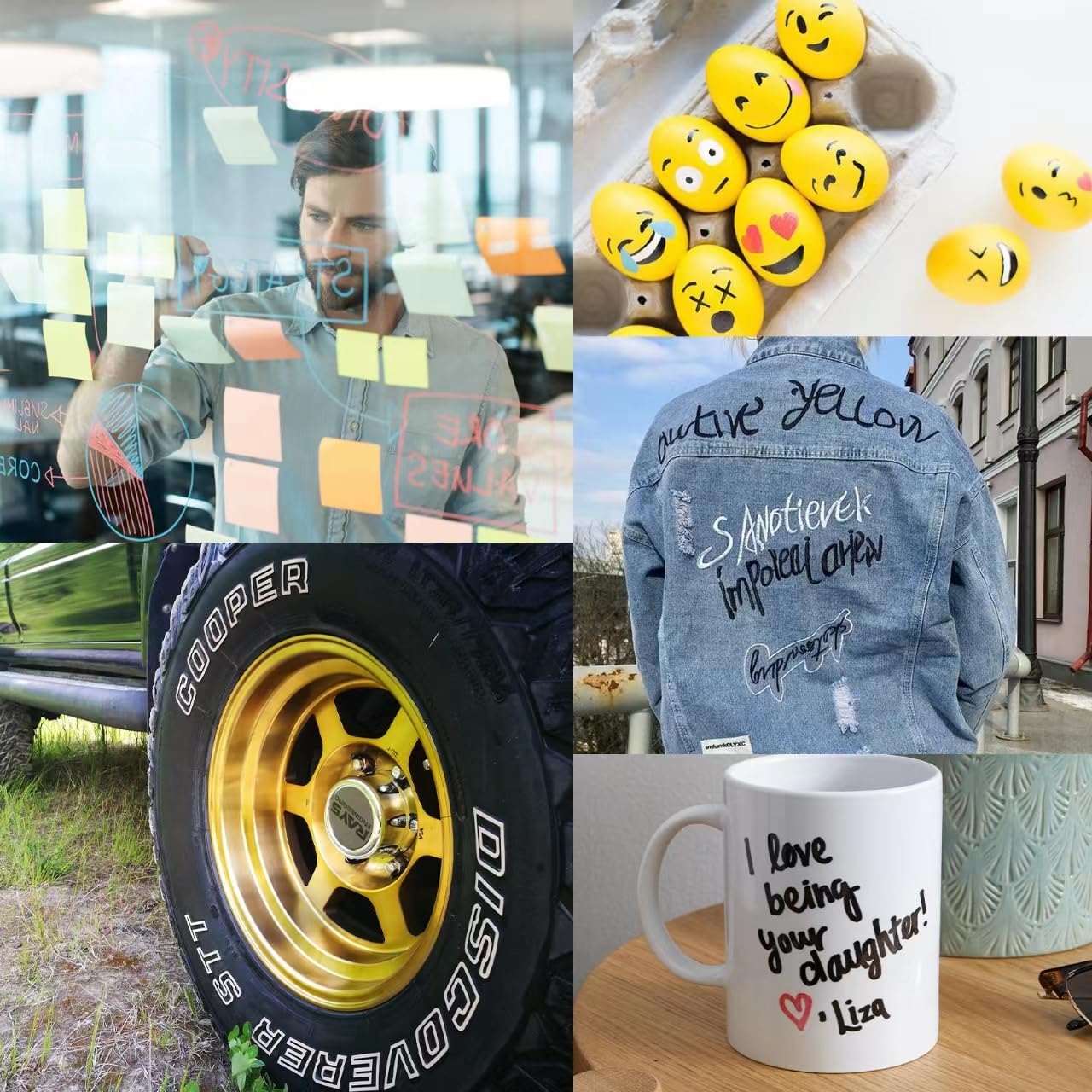 7 Pack Color Paint Pen, Oil Based Paint Marker, Medium Tip Permanent Paint Markers, Quick Dry Waterproof Paint Pens for Wood Crafts, Rock, Ceramic, Tire, Glass, Fabric, Metal, Canvas