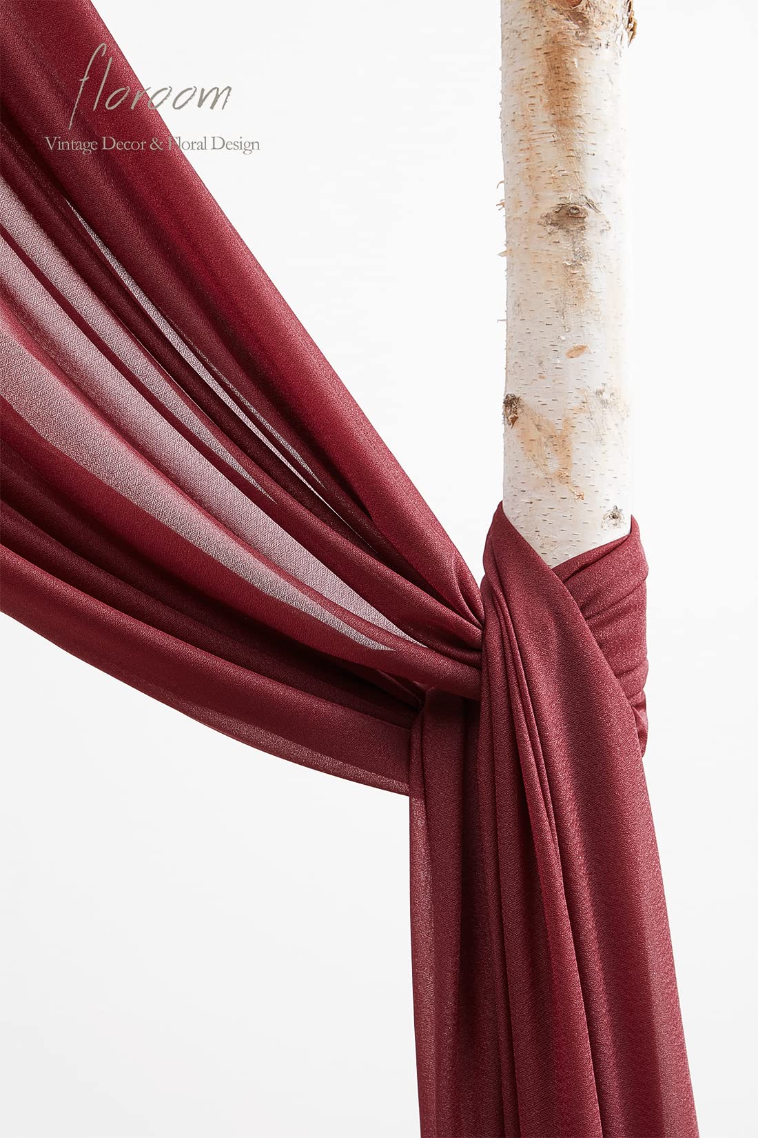 Wedding Arch Draping Fabric 2 Panels 20Ft Burgundy Chiffon Fabric Drapes Arbor Drapery Wedding Ceremony Reception Swag Dark Red Decorations