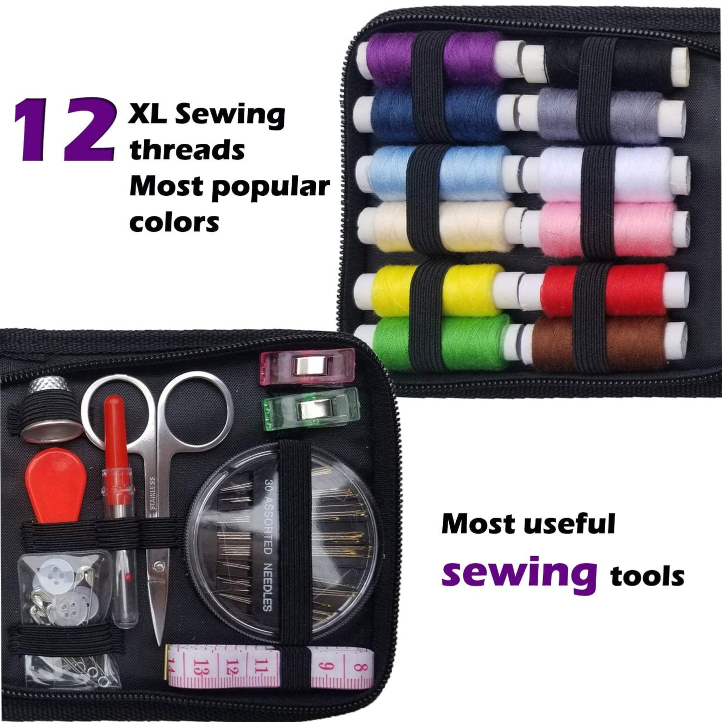 ARTIKA Travel Sewing Kit, 59-Piece Portable Kit for Travel, Includes Scissors, Thread, Tape Measure - Sewing Accessories and Supplies