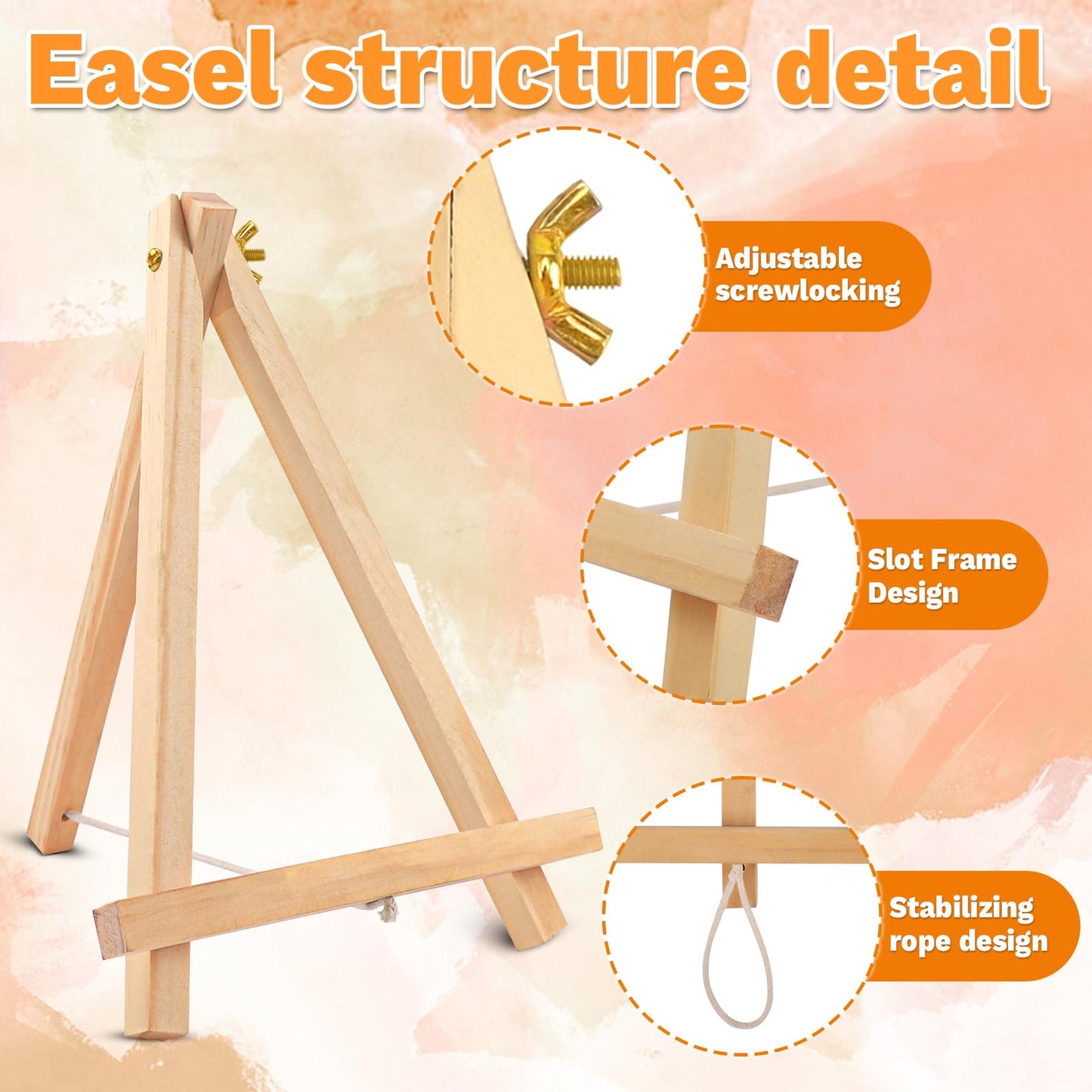 10 Pack 9 Inch Wood Easels,Art Craft Painting Easel,Table Top Easels for Painting, for Painting Party Displaying Canvases, Photos Mini Display Tripod Apply to Kids Artist Adults Students Etc