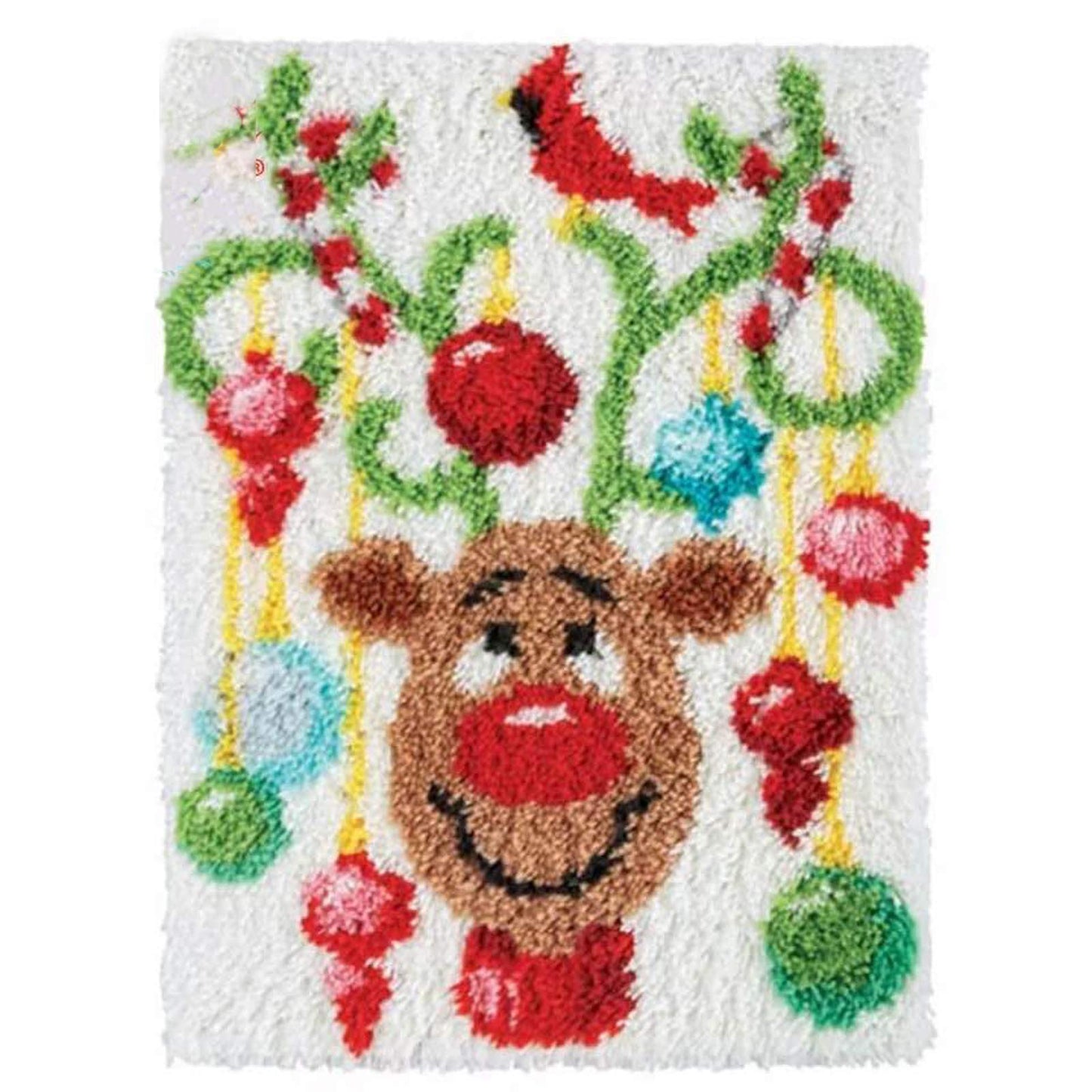 MIAOLLUN Latch Hook Kit, Reindeer Christmas Pattern DIY Rug Crochet Yarn Kits, Embroidery Decoration 20.4" X 15" (52X38cm)