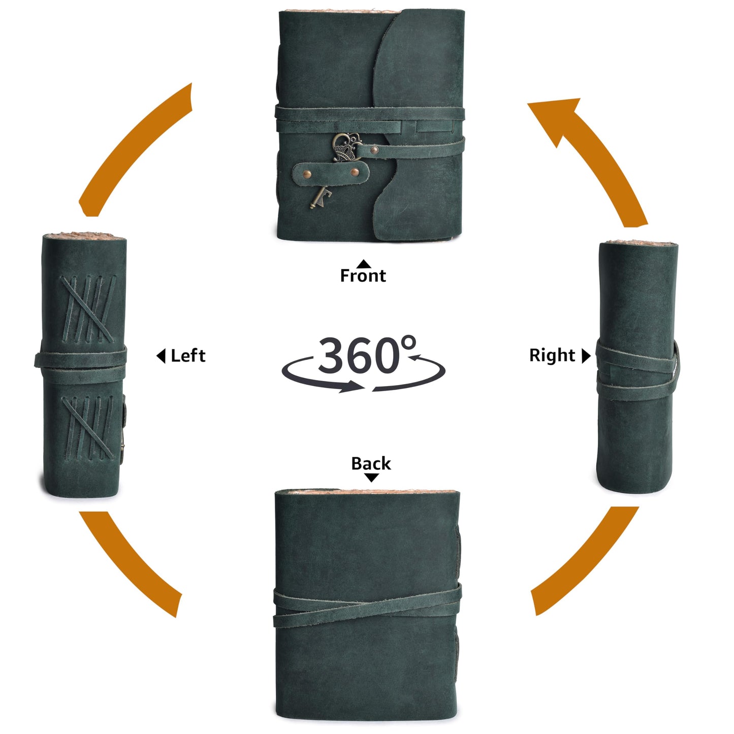 LEATHER VILLAGE Vintage Leather Journal – 200 Handmade Vintage Deckle Edge Paper – Leather bound Journal For Women Men – Vintage Key Closure - Book of Shadows - Turquoise - 6X4 inches (A6)