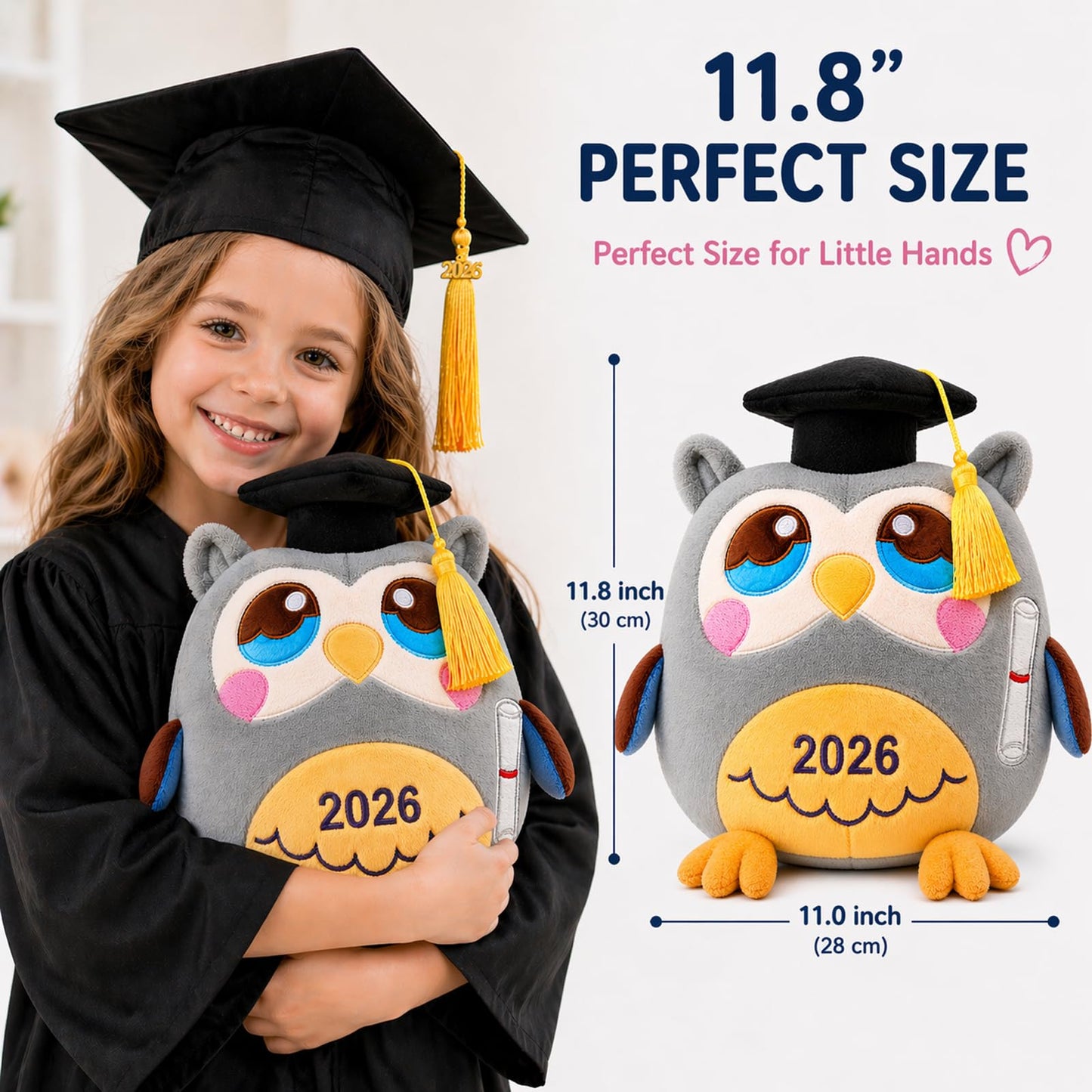Rdogeia Graduation Stuffed Animal 2026,11.8" Graduation Owl Plush Stuffed,Kindergarten Graduation Gifts for Kids Boys Girls,Class of 2026 Kindergarten Preschool,with Black Cap