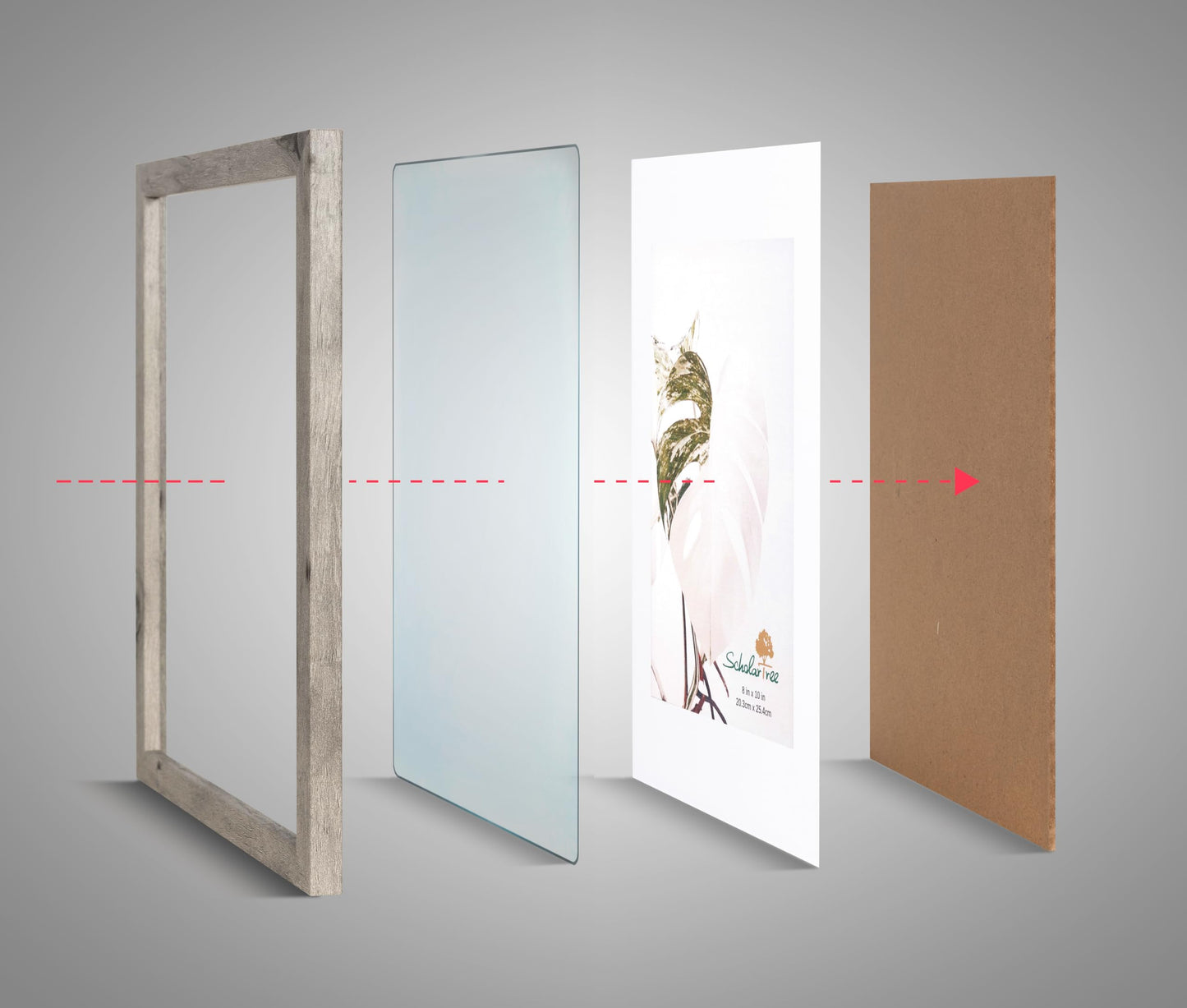 Grey 8x10 Picture Frame set of 4, Display 8x10 without Mat Wall Gallery Photo Frames