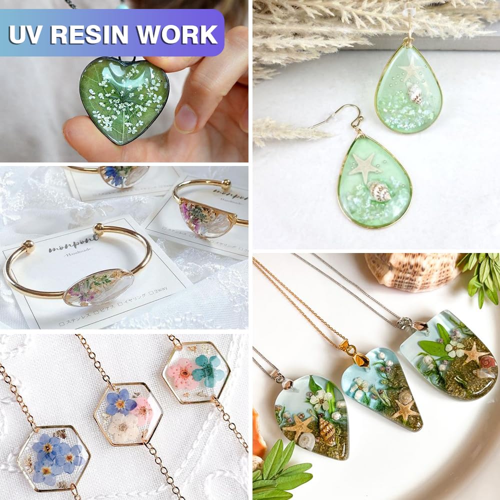 OSBANG Crystal Clear Hard UV Resin Upgraded Formula Ultraviolet Fast Curing Resin for Jewelry Making Craft Decoration, Hard Transparent Glue Solar Cure Sunlight Activated Resin Casting & Coating（300g）