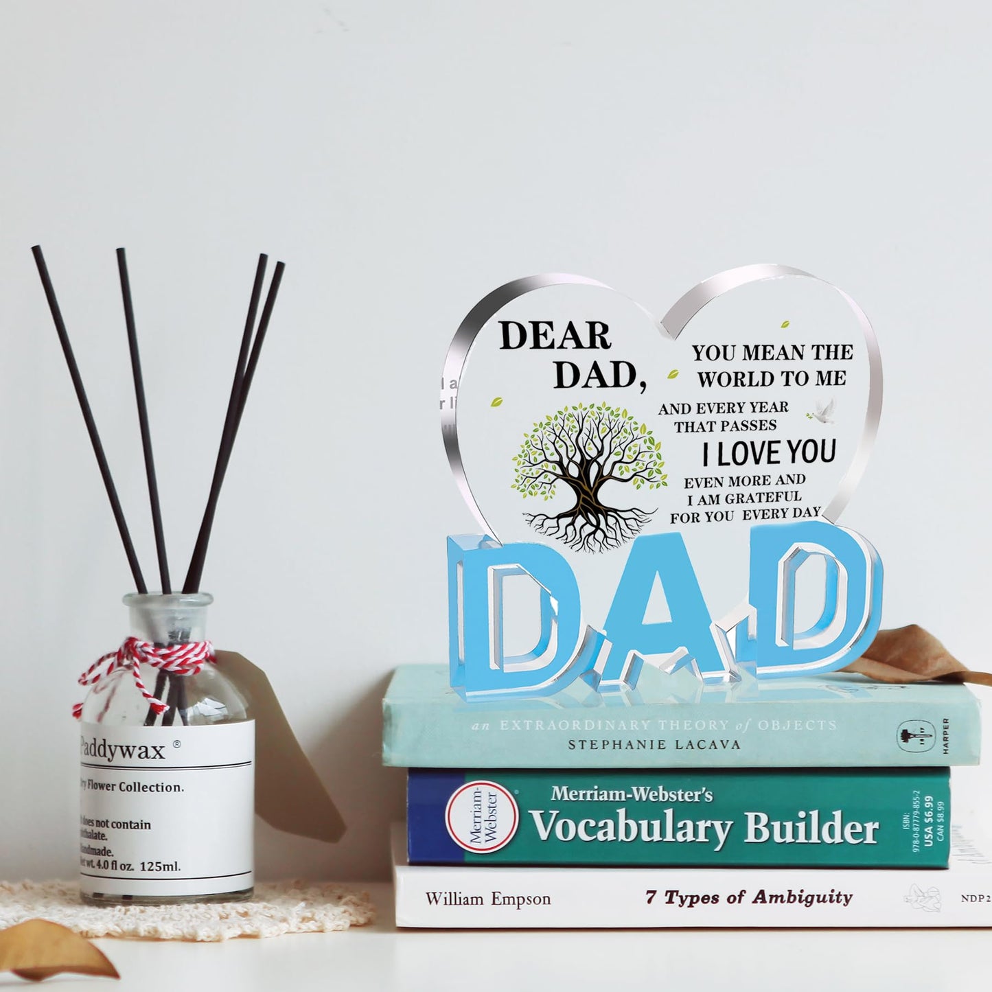 Fathers Day Dad Gifts, Dad Birthday Gifts - Acrylic Heart Plaque 3.9×3.7inch, Father's Day Present for Dad from Daughter Son Wife, Memorial Gift for Dad, Thank You Stuff for Father