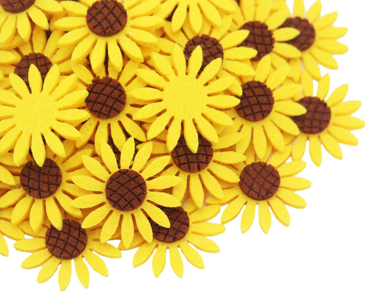 KESTAR 50pcs Felt Sunflower Applique Patches for Scrapbooking DIY Craft Making Clothes Sewing Handcraft Decoration, 4CM
