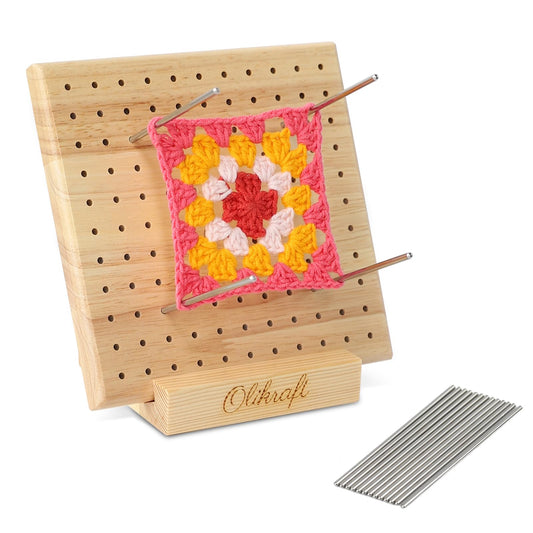 Crochet Blocking Board with Pegs 15 Pins - Granny Square Blocking Board, Blocking Boards for Crochet Projects, Crochet Accessories and Gadgets, Crochet Supplies, Crochet Tools (5 inches)