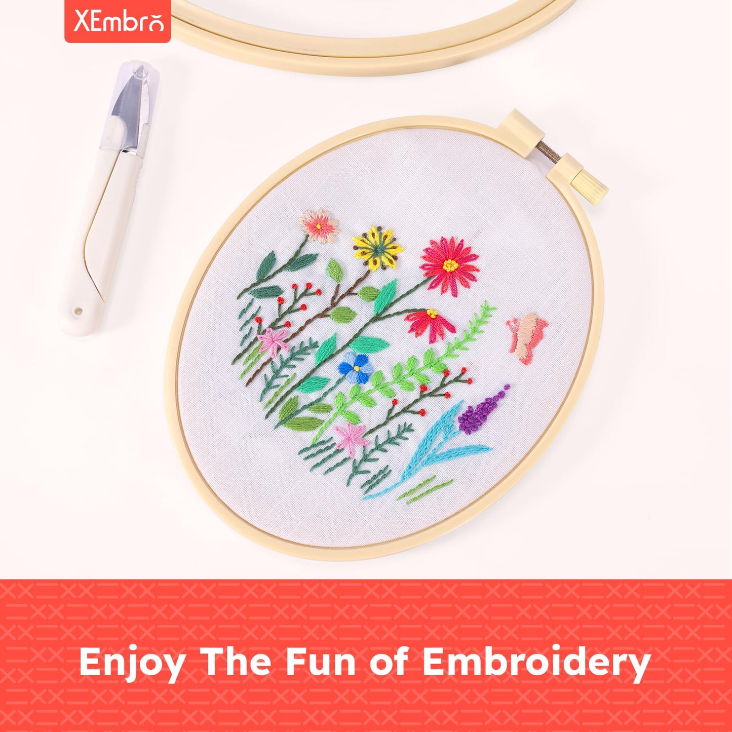 4 Pieces Embroidery Hoop Plastic Oval Embroidery Hoop Set, Circle Cross Stitch Hoop Ring with 16 Pieces Needles for Embroidery, Cross Stitch, and Craft Sewing