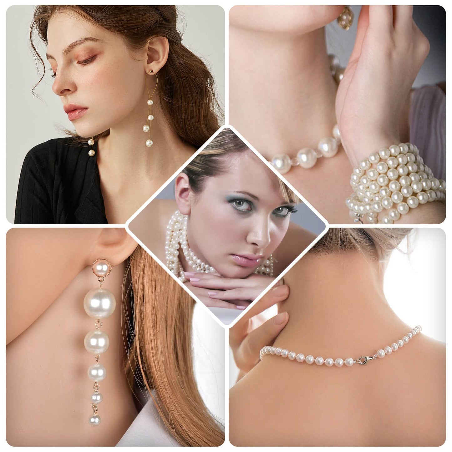 Pearl Beads for Craft, Anezus 500pcs Ivory Faux Fake Pearls, 10 MM Small Sew on Pearl Beads with Holes for Jewelry Making, Bracelets, Necklaces, Hairs, Crafts, Decoration and Vase Filler