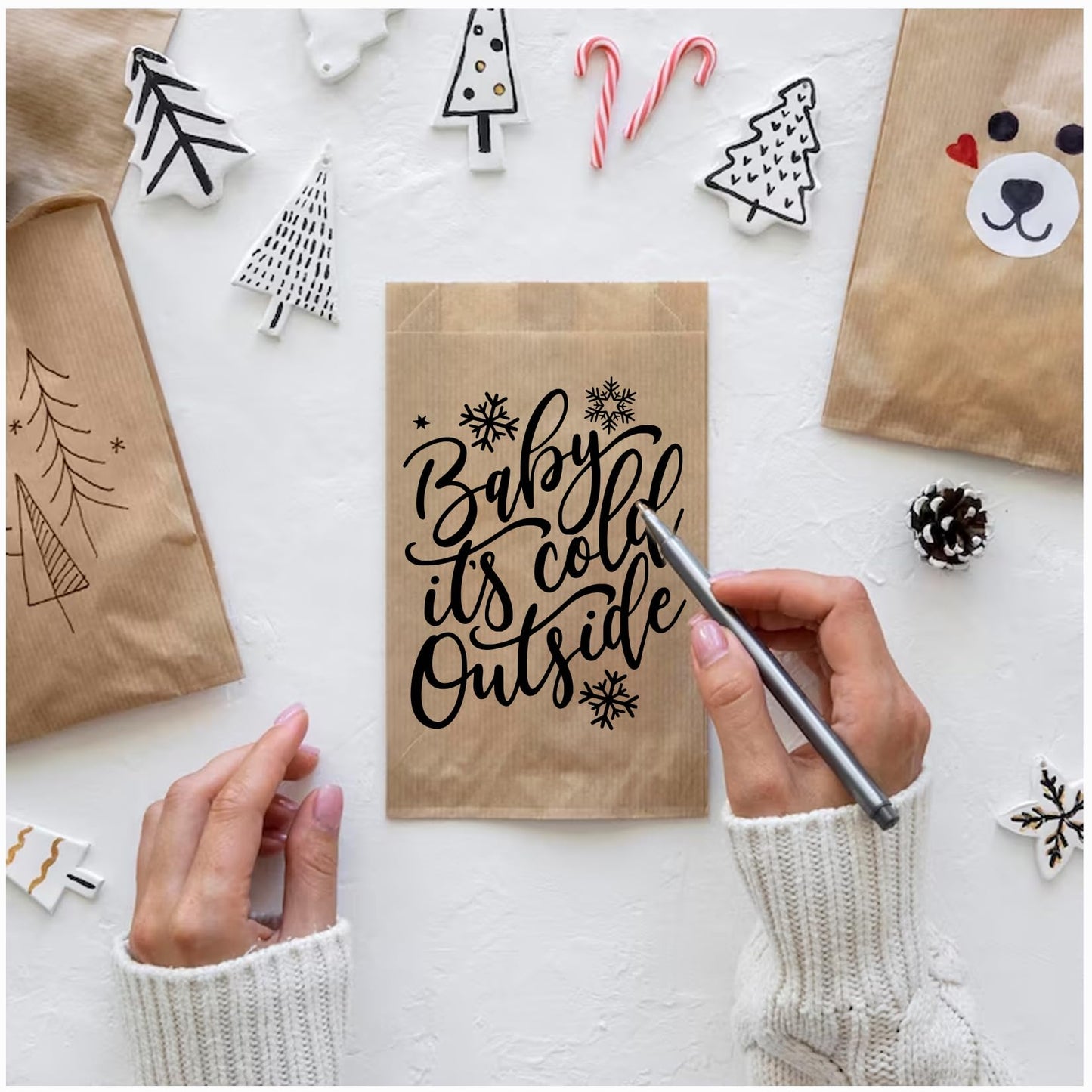 Small Stencils for Painting on Wood Reusable, 3 Inch Reusable Stencil for Craft Ornament Paint Template Stencils for Wall Card Rock Wood Signs Coasters Canvas Home Decor (Christmas)