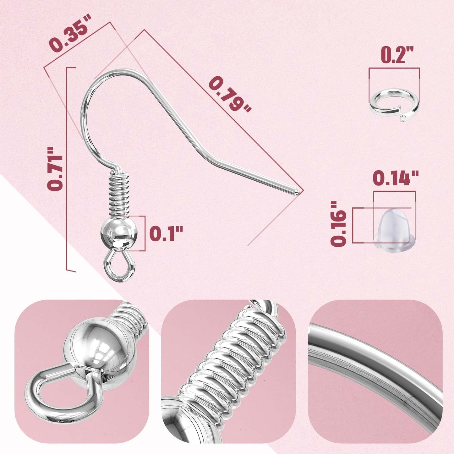 Hypoallergenic Earring Hooks, 600 Pcs Earring Making Supplies Kit with Earring Hooks, Jump Rings and Earring Backs for Jewelry Making (Silver and Gold)