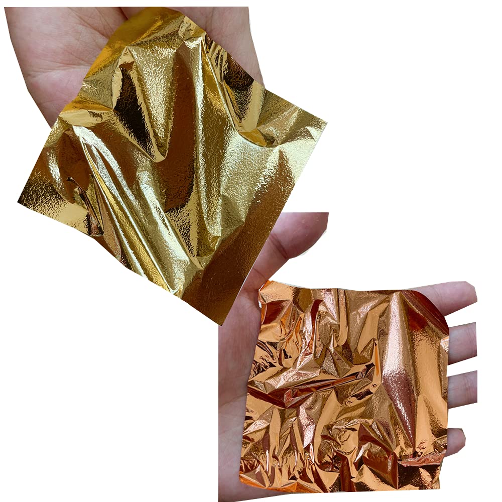 DECONICER 300 pcs Imitation Gold Leaf Sheets.Gold Foil Sheets are Suitable for Art,Gilding,Decoration,Crafts,Pictures,Frames,Sculpture,Furniture.3.15×3.35 inches.