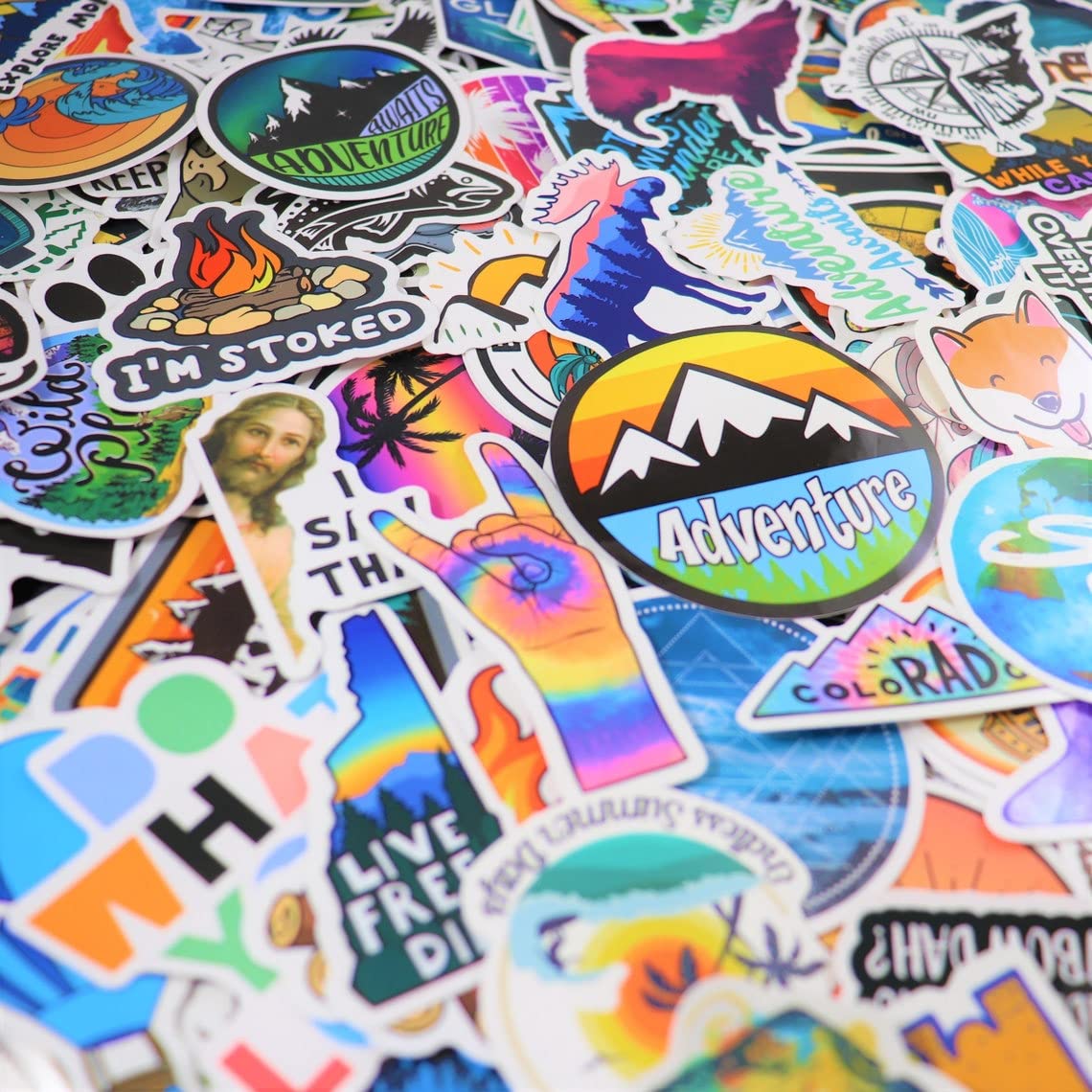 200PCS Camping Stickers - Water Bottles, Outdoor Adventure, Vinyl Waterproof Stickers Packs for Laptop, Travel & Hiking, Bike, Bumper, Suitcase, Luggage, Car, Wilderness, Nature
