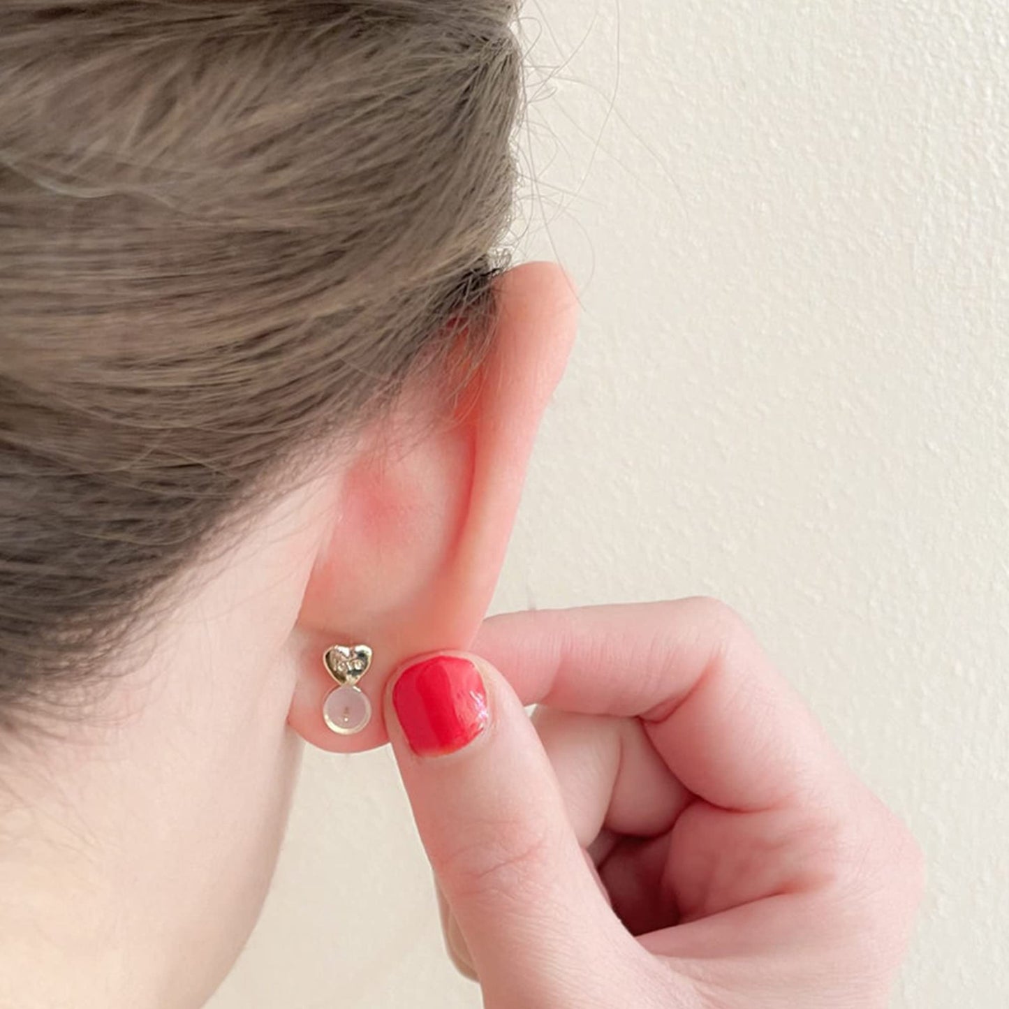 6PCS Heart Silicone Earring Lifter, 14K Gold Plated Love Earring Backs for Studs/Droopy Ears, Hypoallergenic Secure Earring Backs Replacements for Heavy Earrings