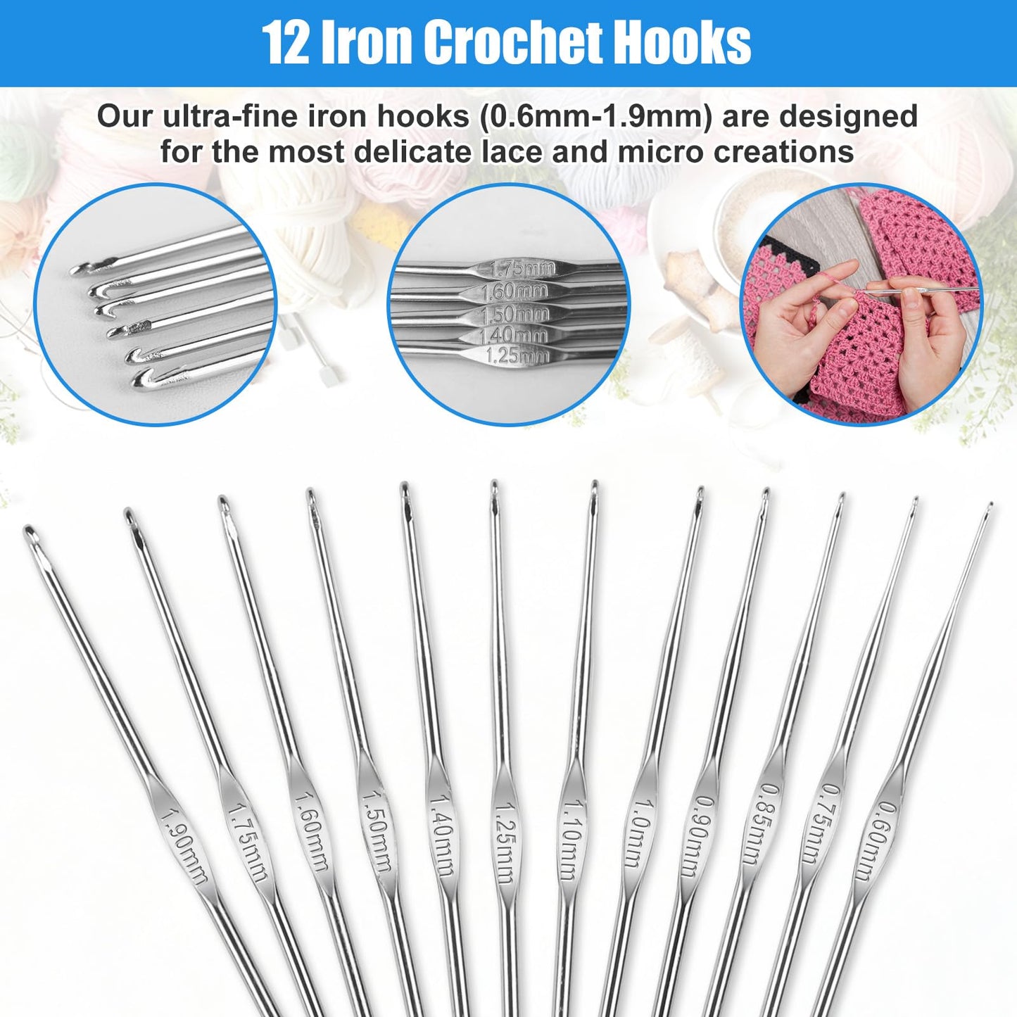 MECHEER Crochet Hooks Set, 54 Pack Crochet Needles Set Crochet Kits for Beginners, Ergonomic Crochet Hooks Kit with Storage Case, Knitting Needles, Hand Craft Knitting Accessories for Crocheters
