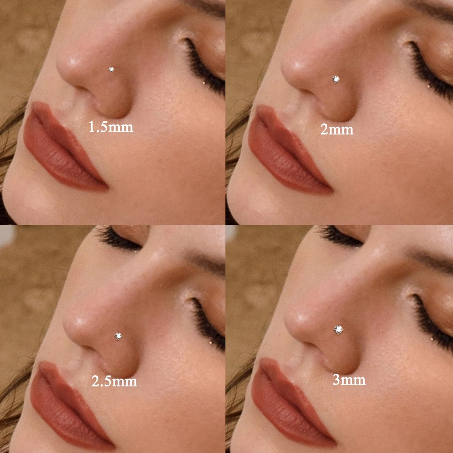 Sllaiss 8 Pcs 20G Nose Ring Studs Made with Austrian Crystal for Women Stainless Steel 1.5mm 2mm 2.5mm 3mm Nose Piercings Set Body Jewelry Hypoallergenic