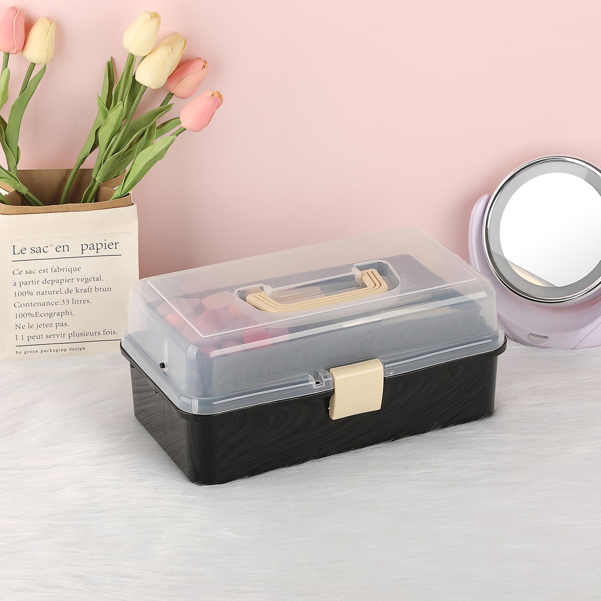 BTSKY 3-Layer Plastic Dividing Storage Box Craft Organizer and Storage