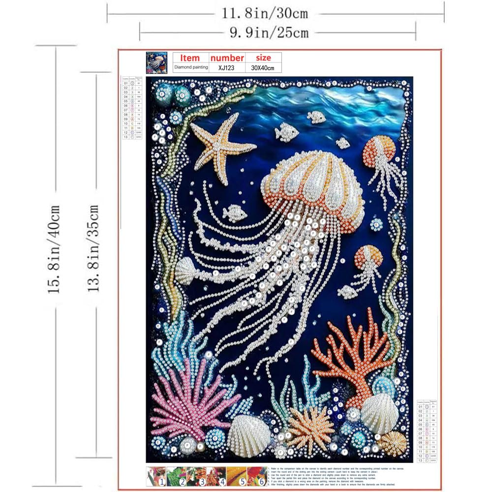 ZQEATRY Jellyfish Coral Reef Special Shape Diamond Art Kits for Adults,5D Diamond Painting Kits for Beginner,DIY Diamond Crystal Rhinestones Gem Art Kits for Home Wall Decor 12 X 16inch