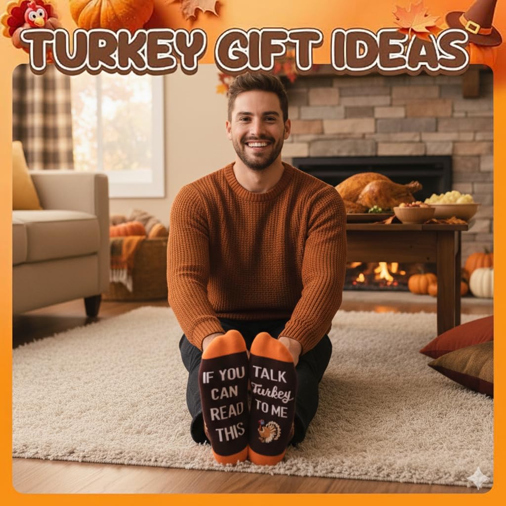Turkey Socks for Women - Thanksgiving, Hostess Gifts for Female Friends, Trot Socks