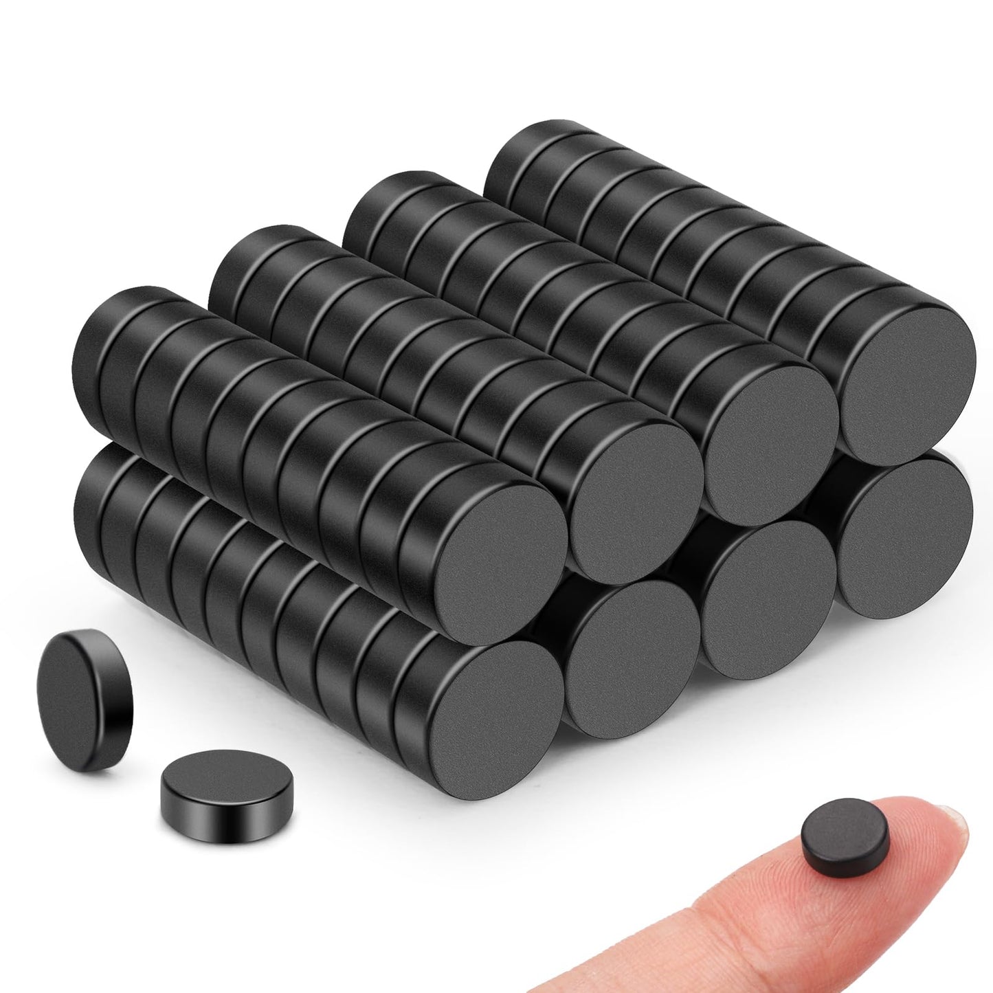 TRYMAG Small Black 8x3mm Disc Magnets, 80Pcs Strong Rare Earth Tiny Black Round Button Magnets for Fridge, Whiteboard, Billboard, Hobbies, Office, DIY