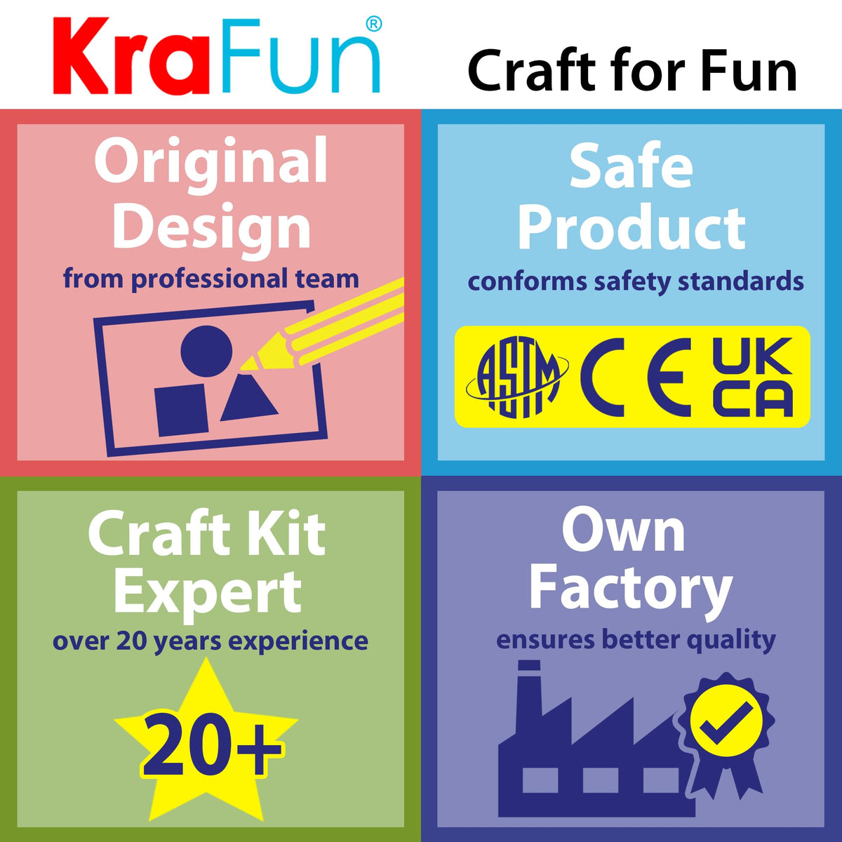 KRAFUN Butterfly & Flower Cross Stitch Kit for Kids Age 5+