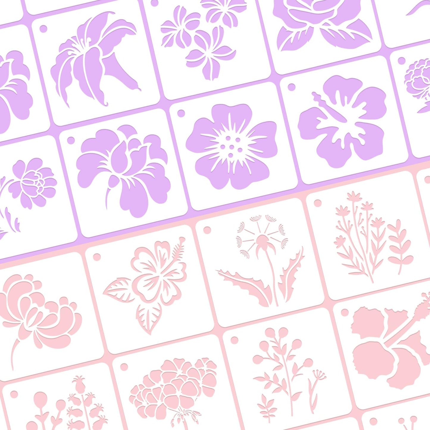 JULMELON Flower Stencils for Wood, 20Pcs Sunflower Painting Stencil Reusable Stencils DIY for Wall Floor Decor Rock Dot Painting Art Projects (3inch)