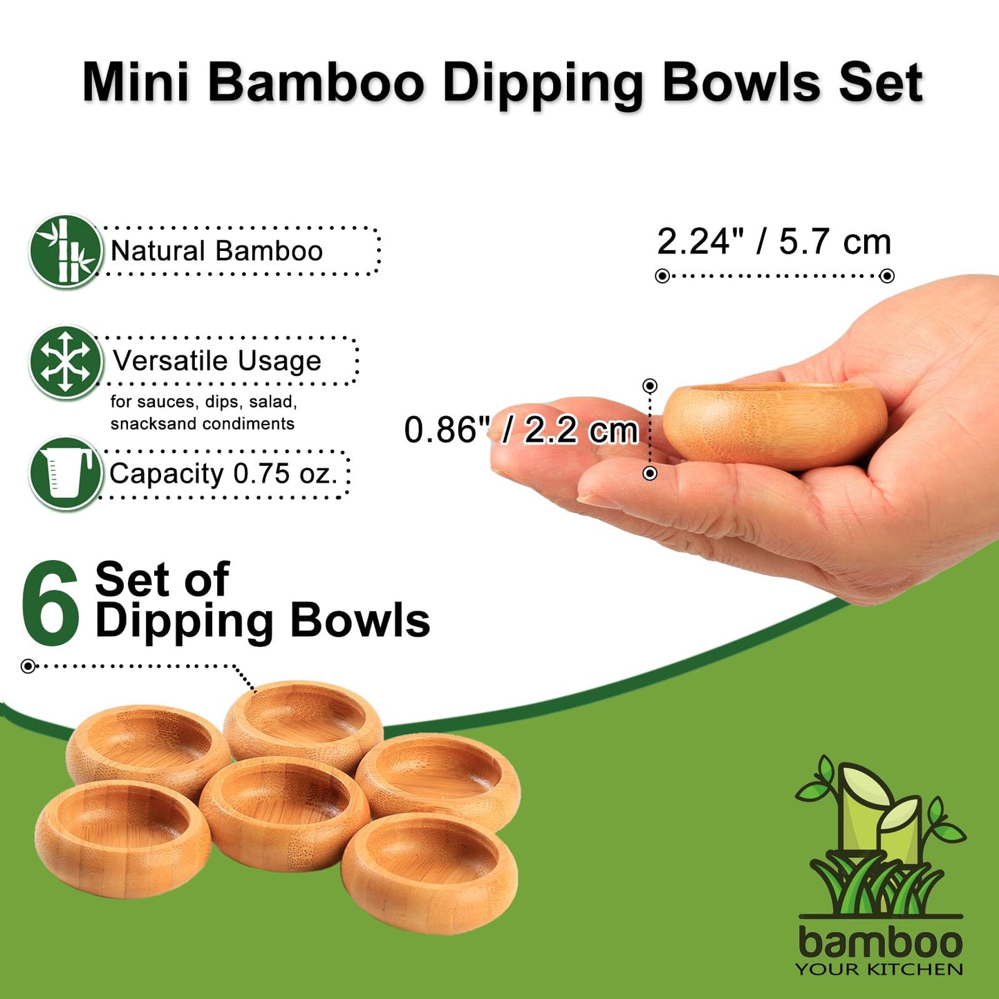 Mini Belly Bowls Set, Bamboo Sauce Dish Dipping Bowls for Appetizers/Dips/Sauce/Nuts, Natural Bamboo Wooden Facial Mask Mixing Bowl for Ladies Women Cosmetic Tool, Round