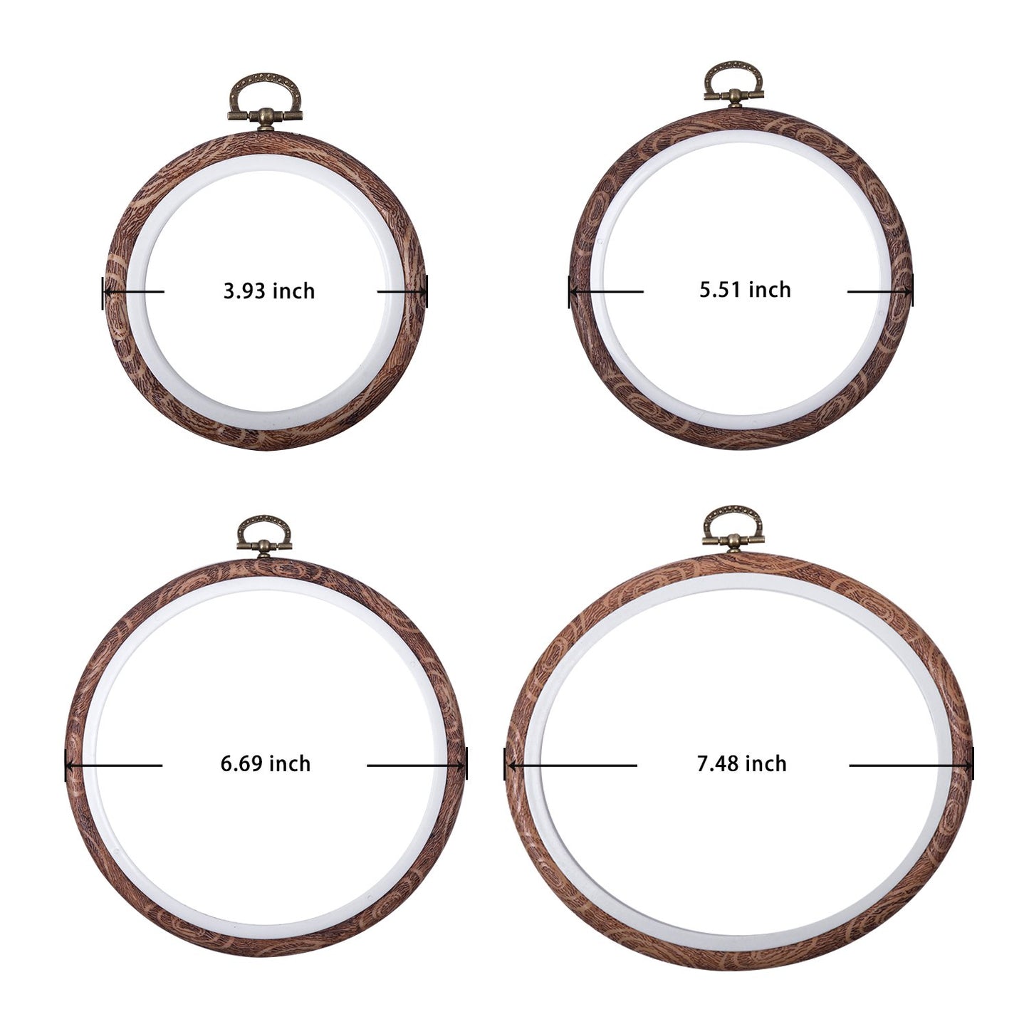 joybest 4 Pcs Embroidery Hoops Set Cross Stitch Hoop Ring Imitated Wood Display Frame-Circle and Oval Hand Embroidery Kits for Art Craft Sewing (Imitated wood)