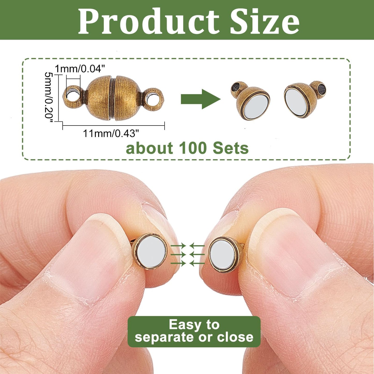 PH PandaHall 100 Sets Brass Magnetic Clasps Mixed Color Round Magnet Converter Jewelry Clasps Buckle Ball for Bracelet Necklace Jewelry DIY Making