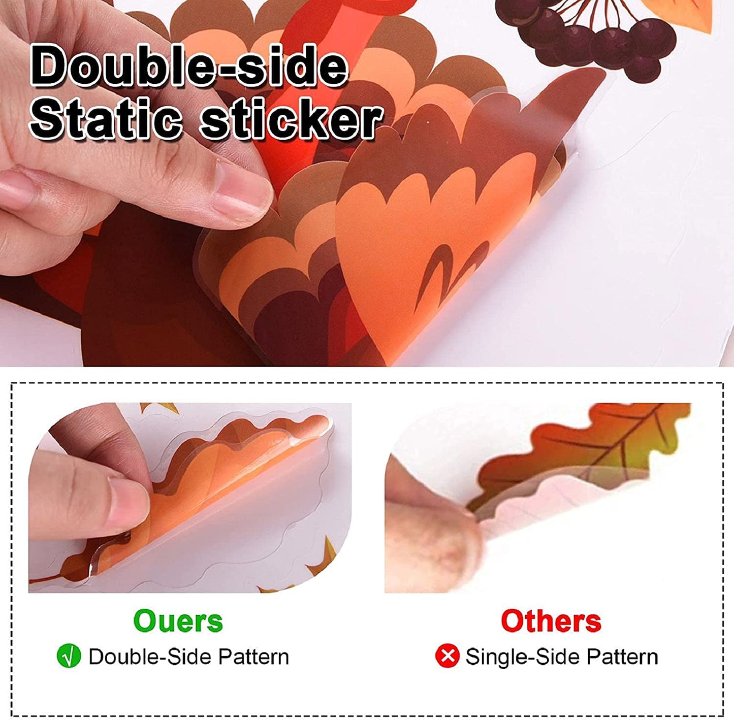 DUILE 350pc Thanksgiving Window Clings Fall Window Clings Fall Window Decor for Offices Autumn Window Clings Leaves Home School Office Thanksgiving Party Decorations Supplies