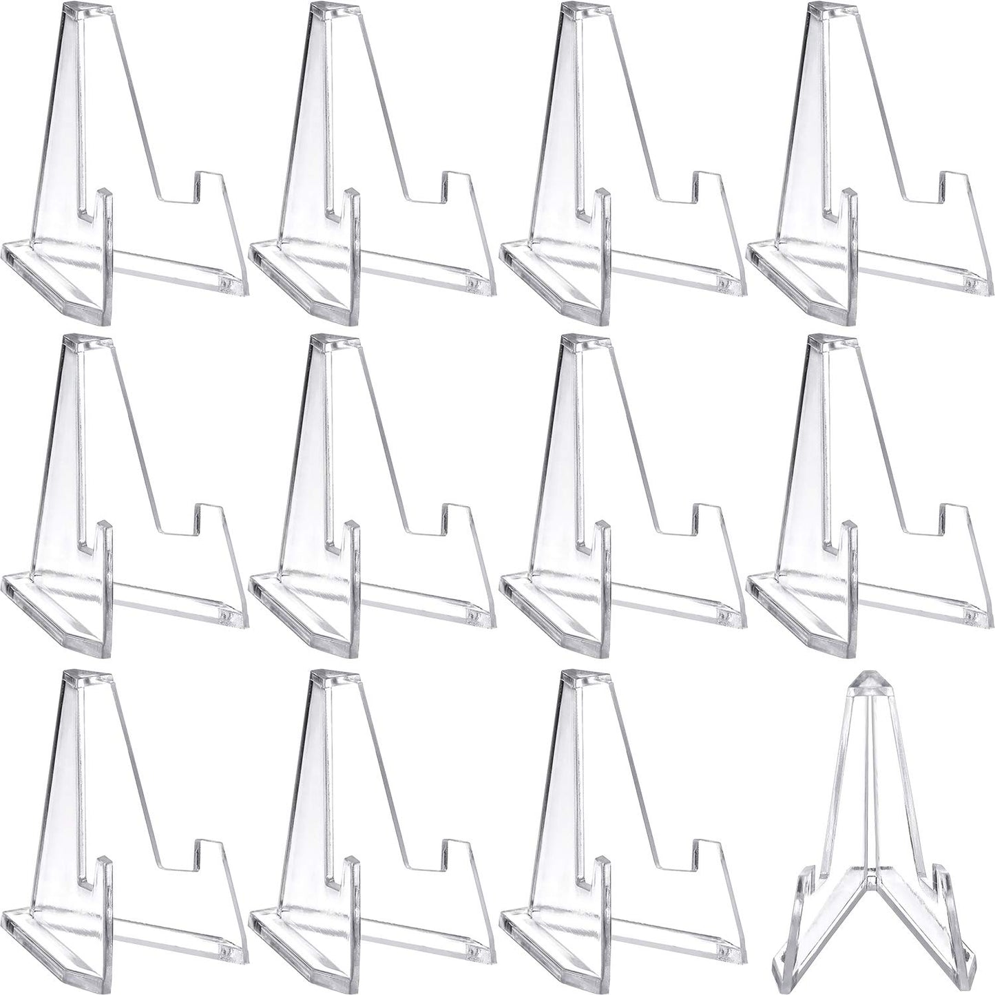 Boao 12 Packs Card Display Stand 2.24" Tall Clear Acrylic Easel Stands Mini Coin Picture Display Easel Holder Baseball Sports Card Trading Graded Holder