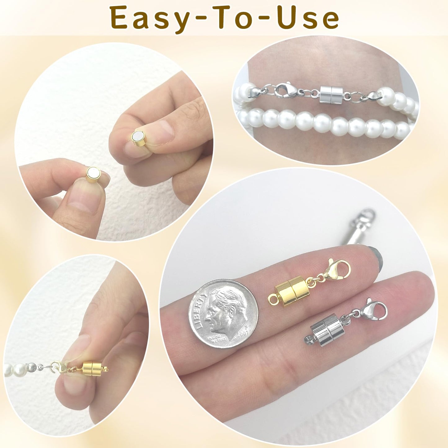 Magnetic Necklace Clasps with Lobster Clasp,14K Gold and Silver Magnetic Jewelry Clasps for Necklaces Extender Magnetic Clasp Bracelet Closures