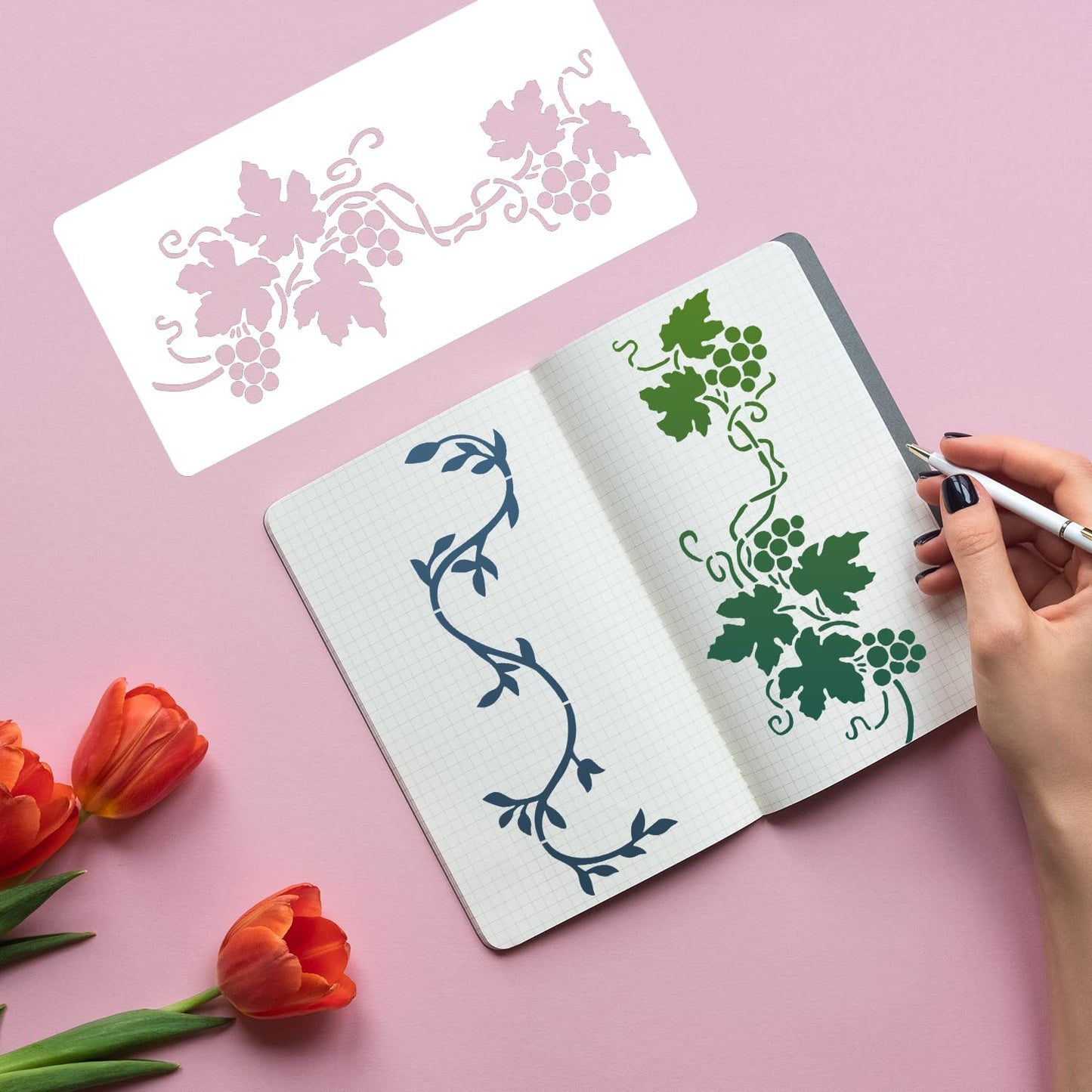 Leaf Stencils Vine Stencil Leaves Floral Stencils Reusable DIY Crafts Drawing Templates for Painting on Wood Wall Canvas Furniture