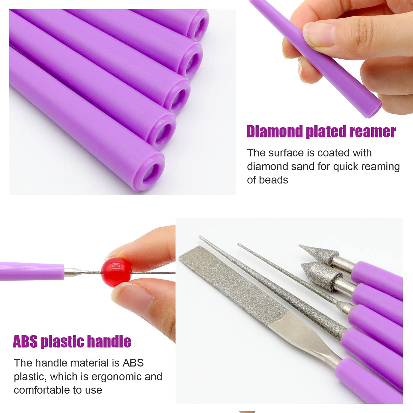 Bead Reamer for Jewelry Making, Bead Spinner Hole Enlarger Tool for Glass Plastic Metal Wood Beads, Remove Burrs, Enlarge Holes, Smooth Edges(5 Pieces)