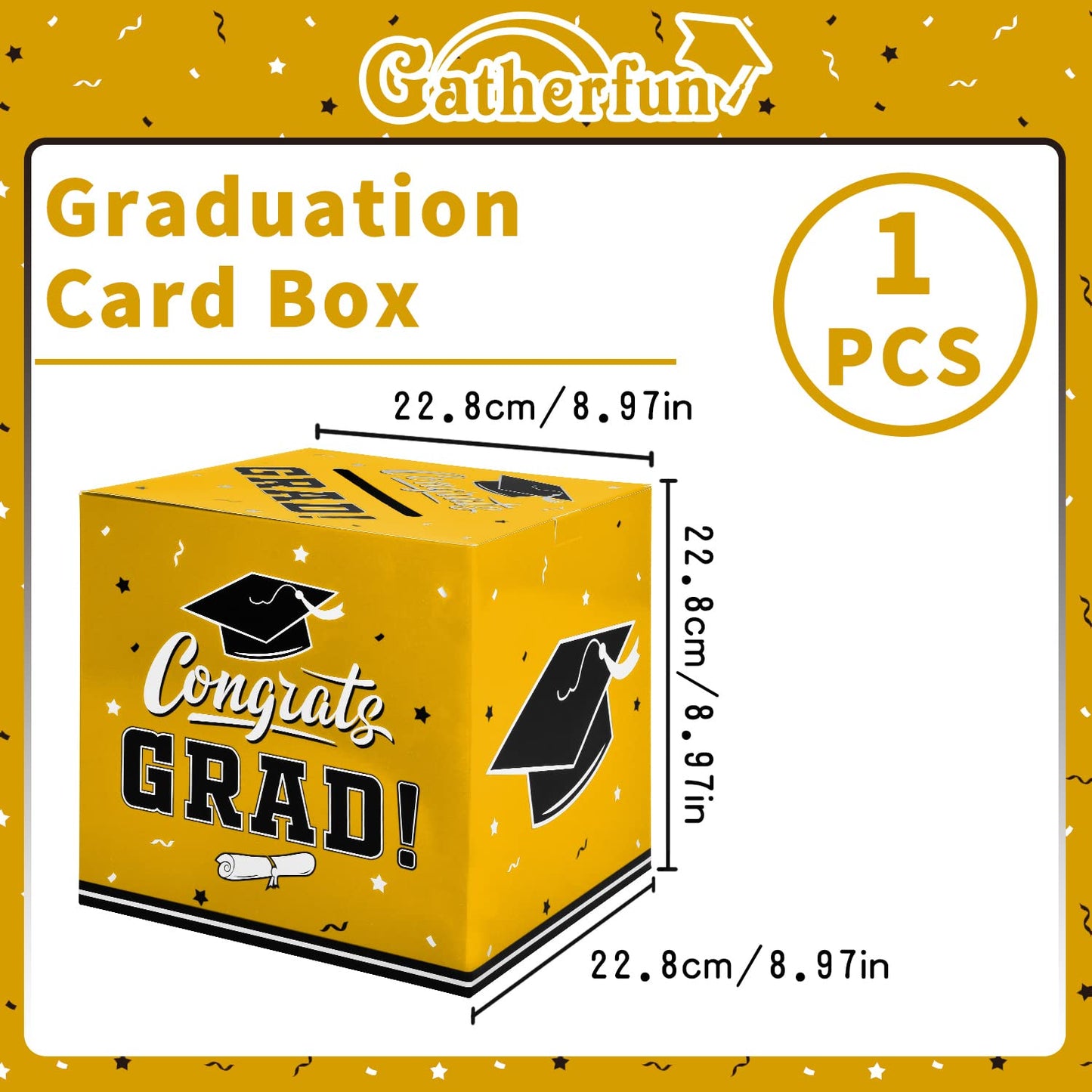 Gatherfun Graduation Decorations - Graduation Card Box, Party Favors, Yellow
