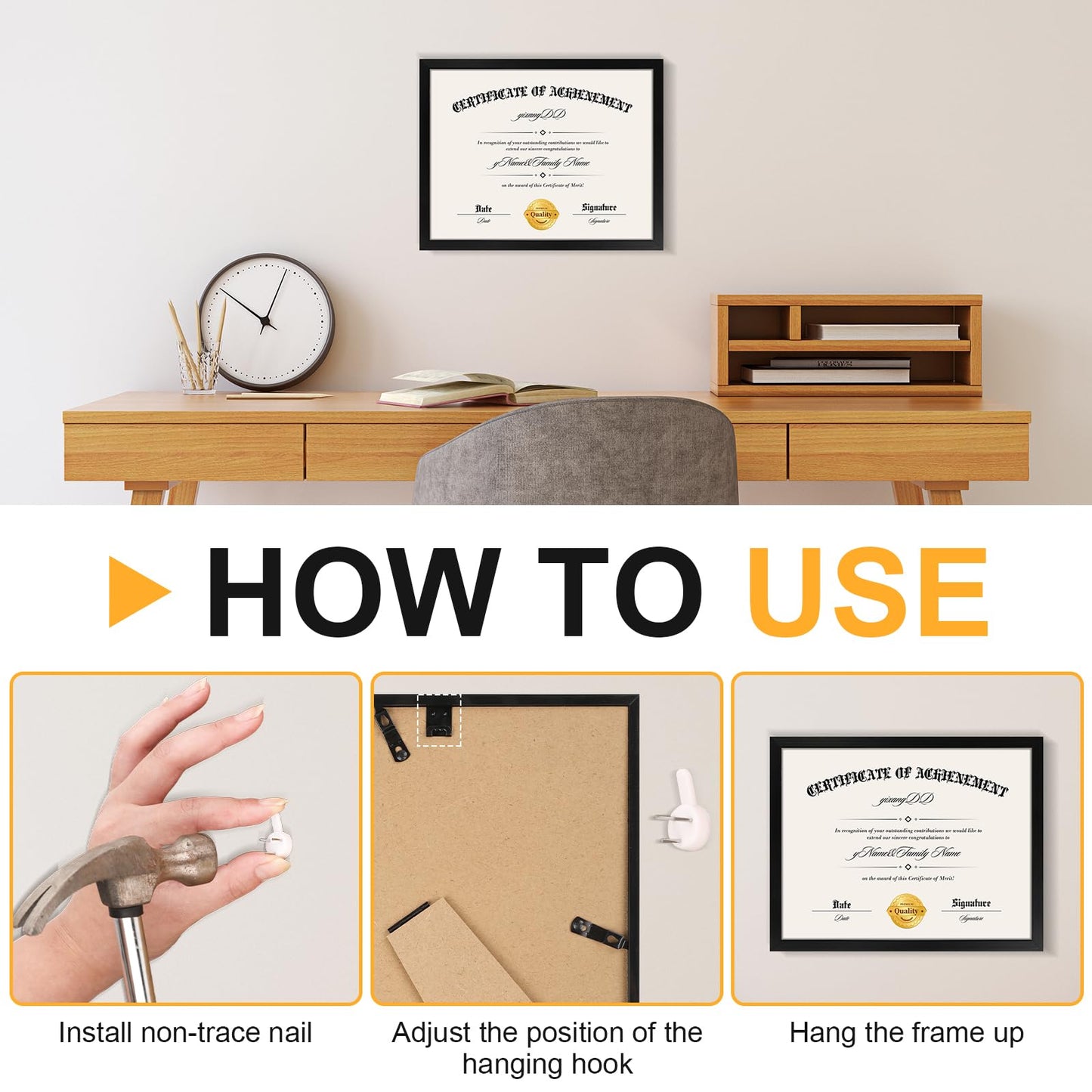 5 PACK Certificate Frames 8.5 x 11,Black Diploma Frame Document Frame with Clear Plexiglass,Picture Frames for Tabletop and Wall Display