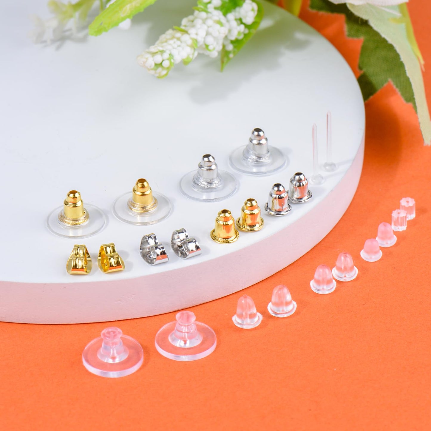 12 Styles Silicone Earring Backs for Studs/Droopy Ears/Heavy Earring, Clear Plastic Earrings 600Pcs Clear Soft Hypoallergenic Plastic Rubber Metal Backs Replacements Backings Clutch Stoppers