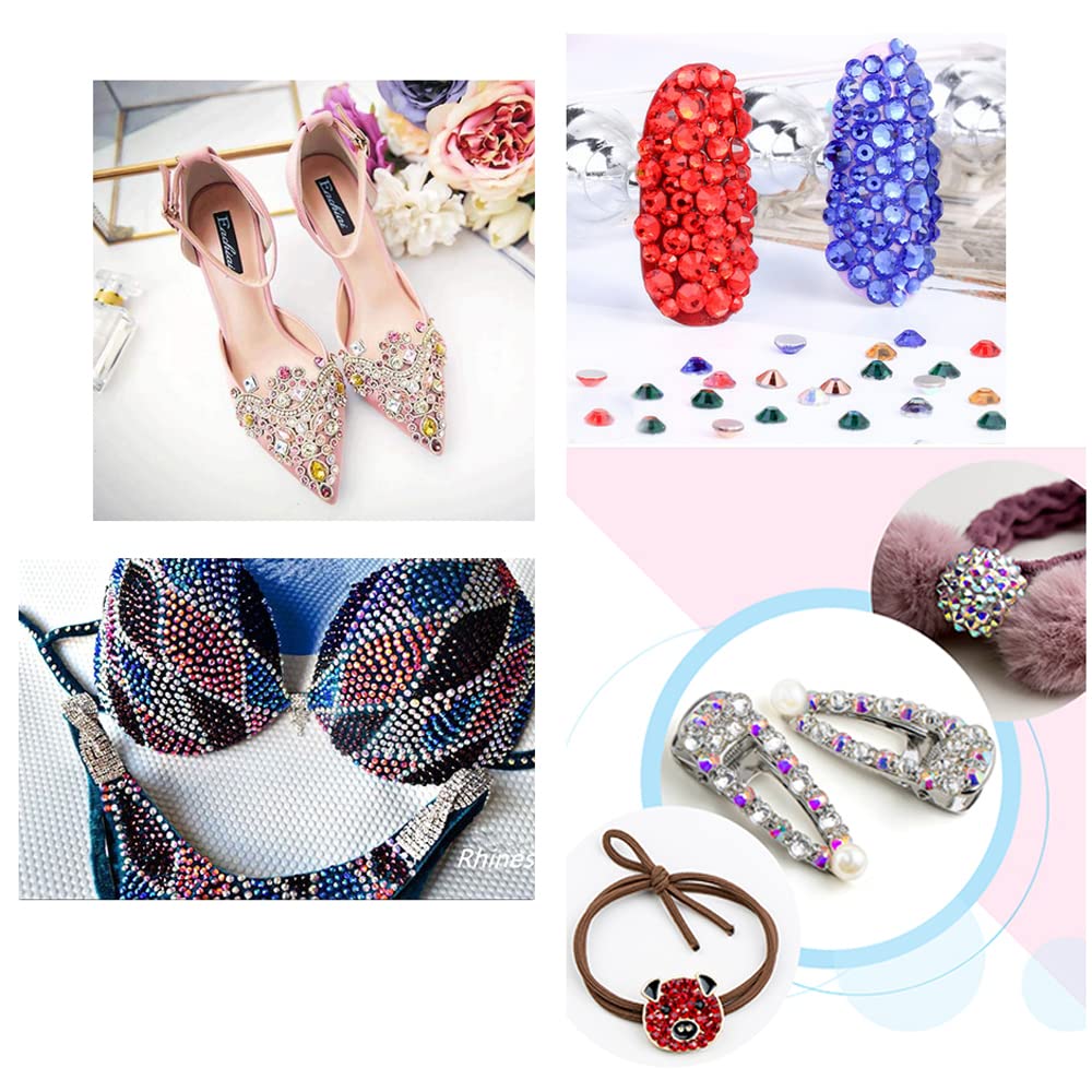 7000pcs+ Flatback Glass Hotfix Iron On Rhinestones Crystal for DIY Making with 1 Tweezer & 1 Picking Pen for Shoes, Clothes, Face Art, Bags, Manicure (Mine Gold, 5-Sizes)