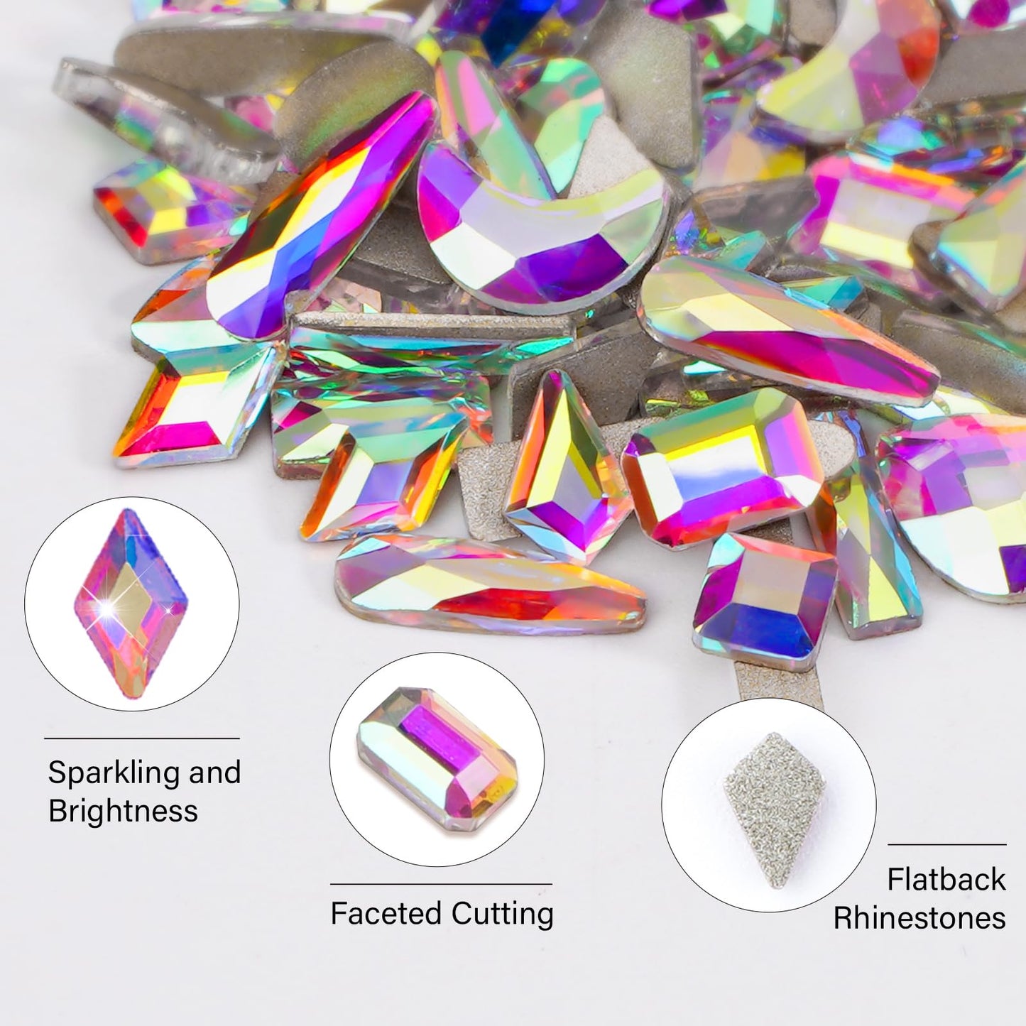 Canvalite 1820Pcs Rhinestones Nail Gems, 12 Styles 3D Glass Crystals Charms Shiny Multi Shape Flatback Nail Rhinestones for Nail Art with Picker and Tweezers for DIY Nail Art