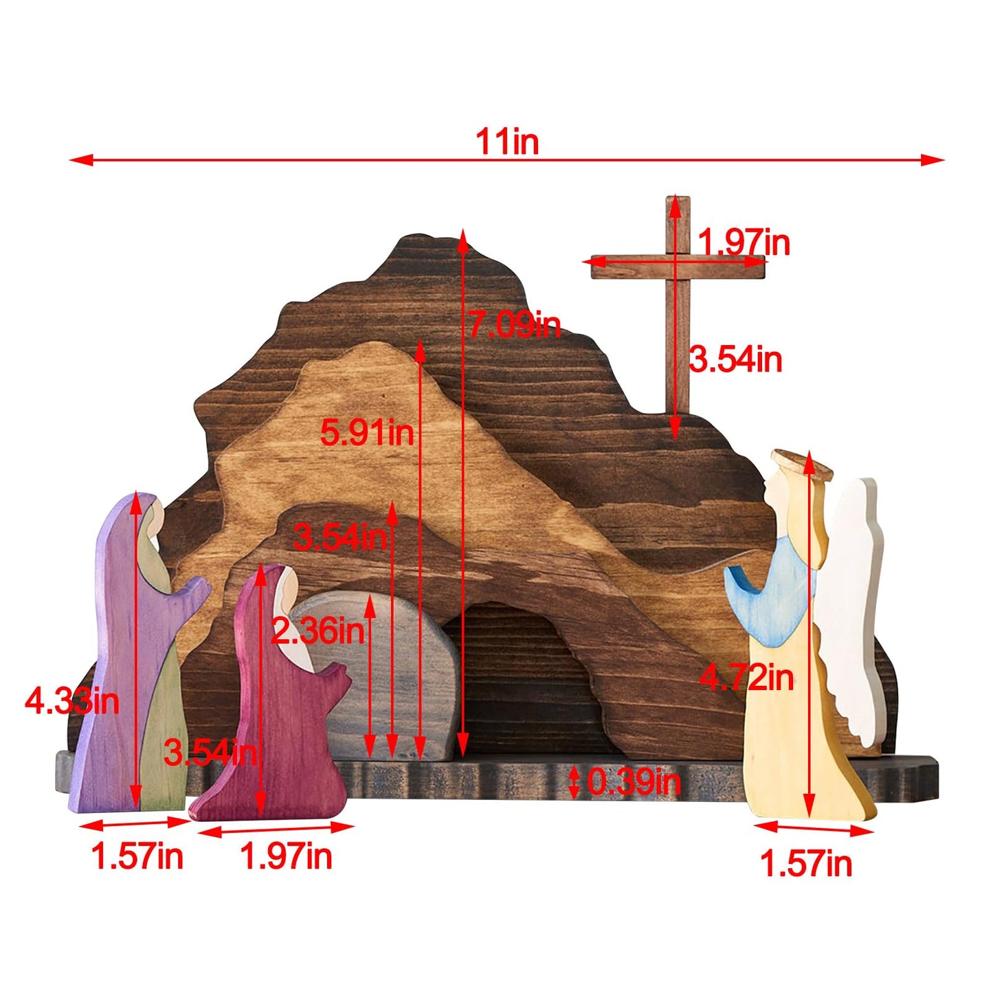 IoF Easter Resurrection Scene Ornament, Wooden Religious He is Risen Easter Decorations, Wood Christian Empty Tomb Figurines, Jesus Nativity Home Decor Set Gifts for Kids for Easter, Christmas, Office