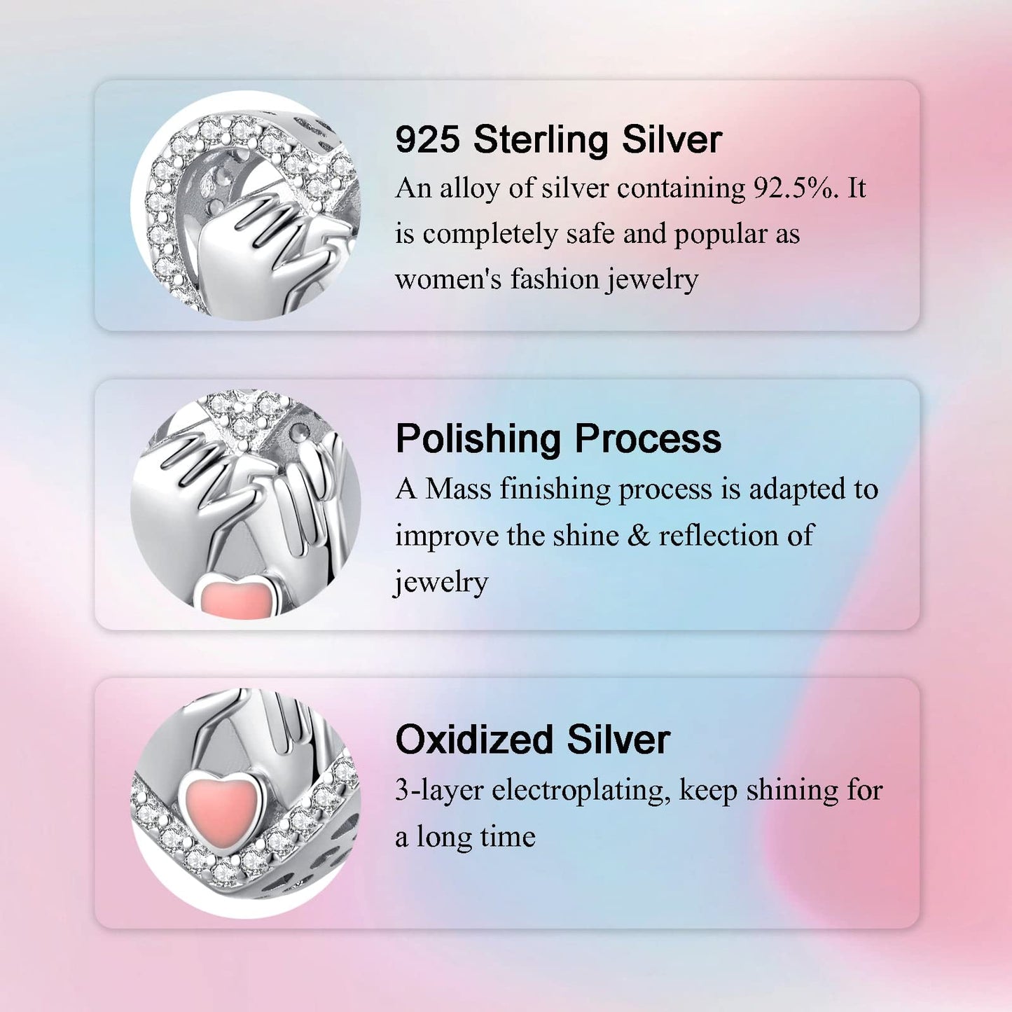 Alstade Pinky Swear Heart Charm 925 Sterling Silver Charms fits Bracelets and Necklace Pendant Bead Charms Jewelry Present for Women Family Friends